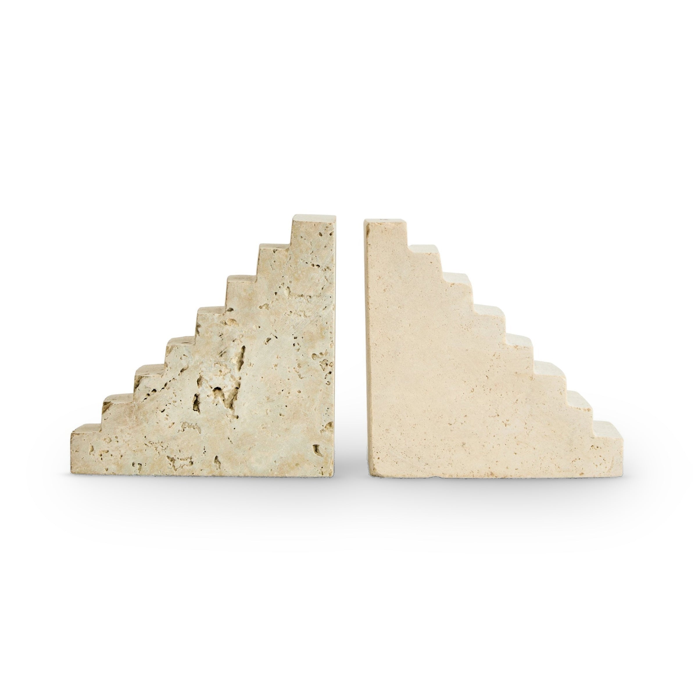 Set of 2 Terra Travertine Stair Design Bookends