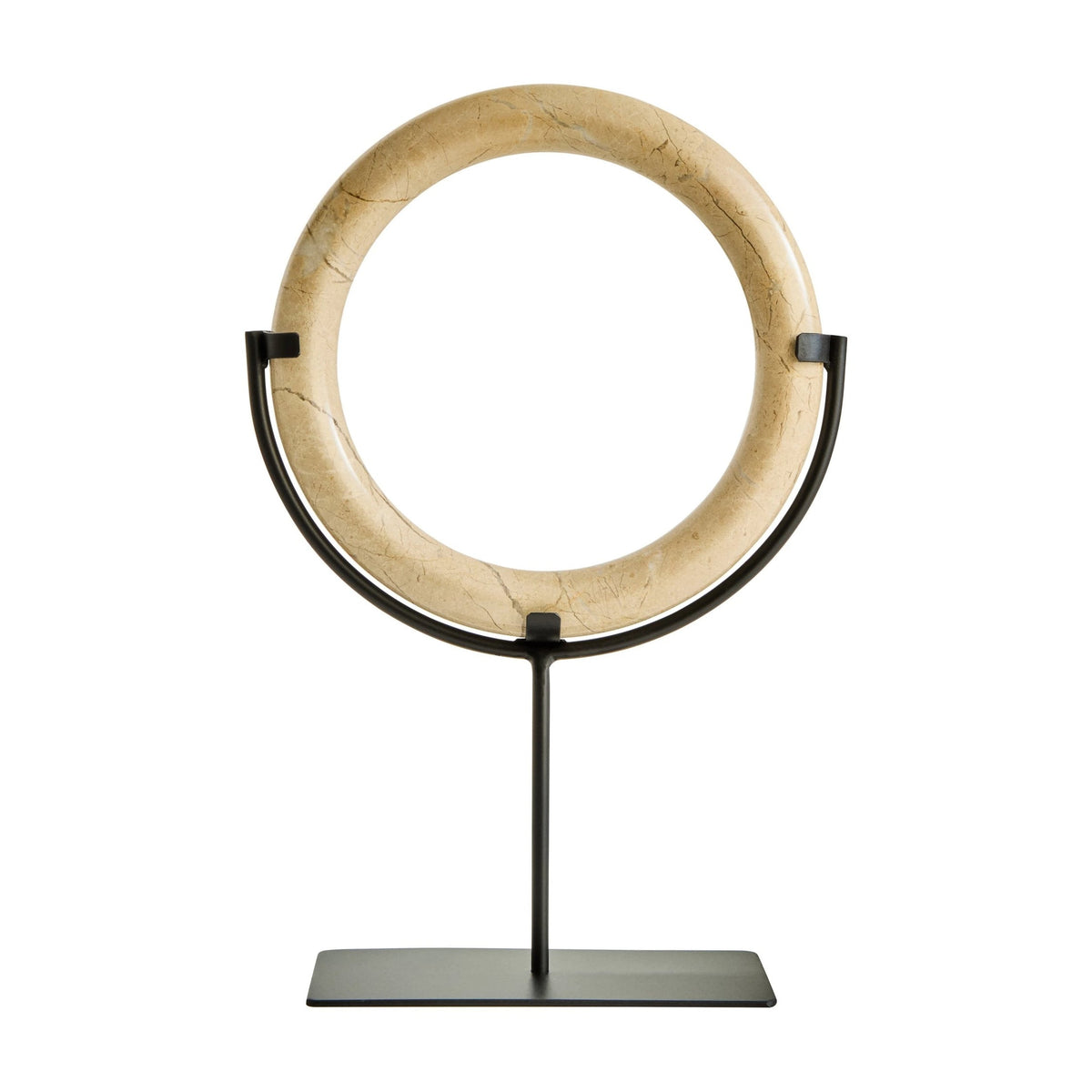 Palladio Cream Marble Ring & Metal Stand Sculpture