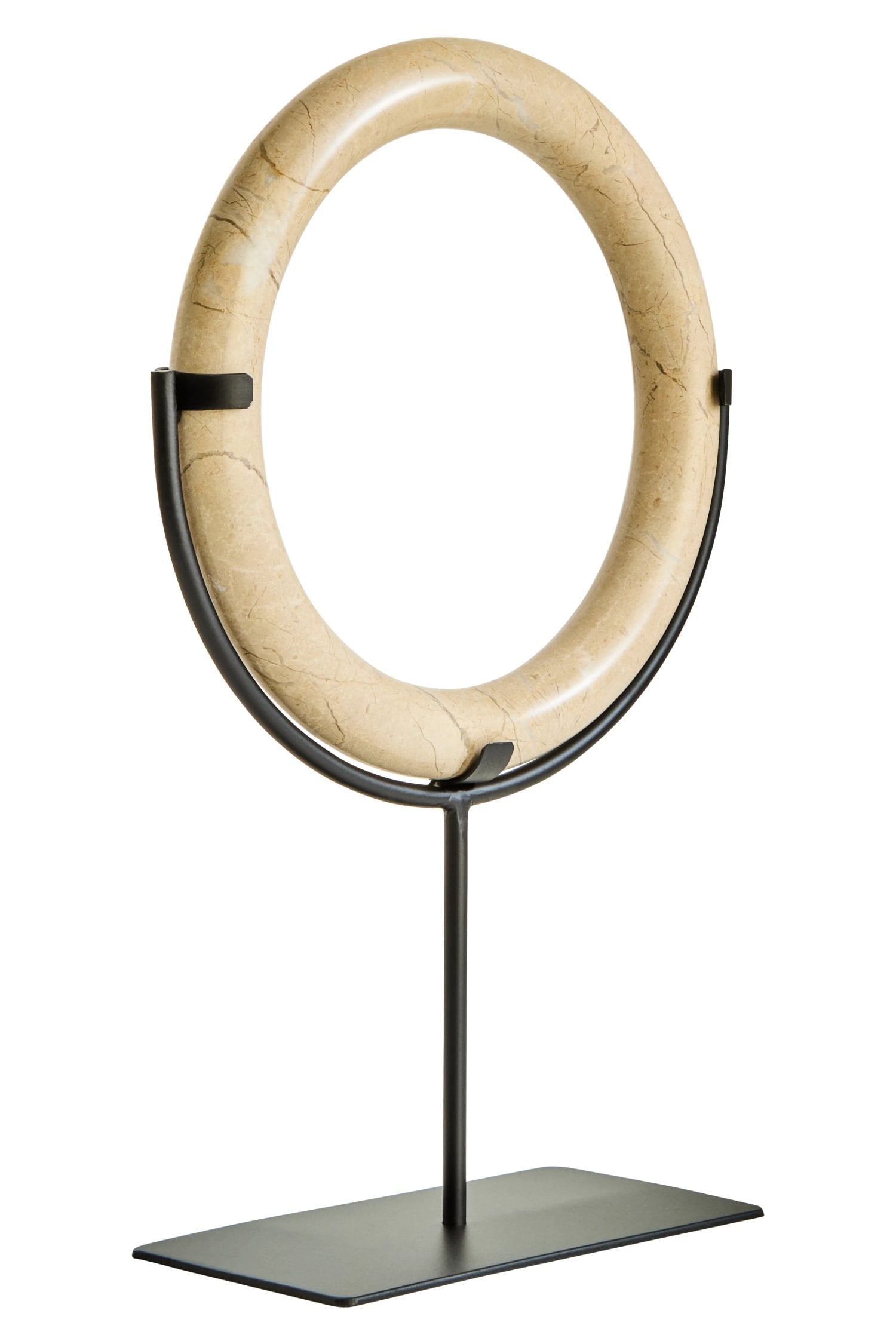 Palladio Cream Marble Ring & Metal Stand Sculpture