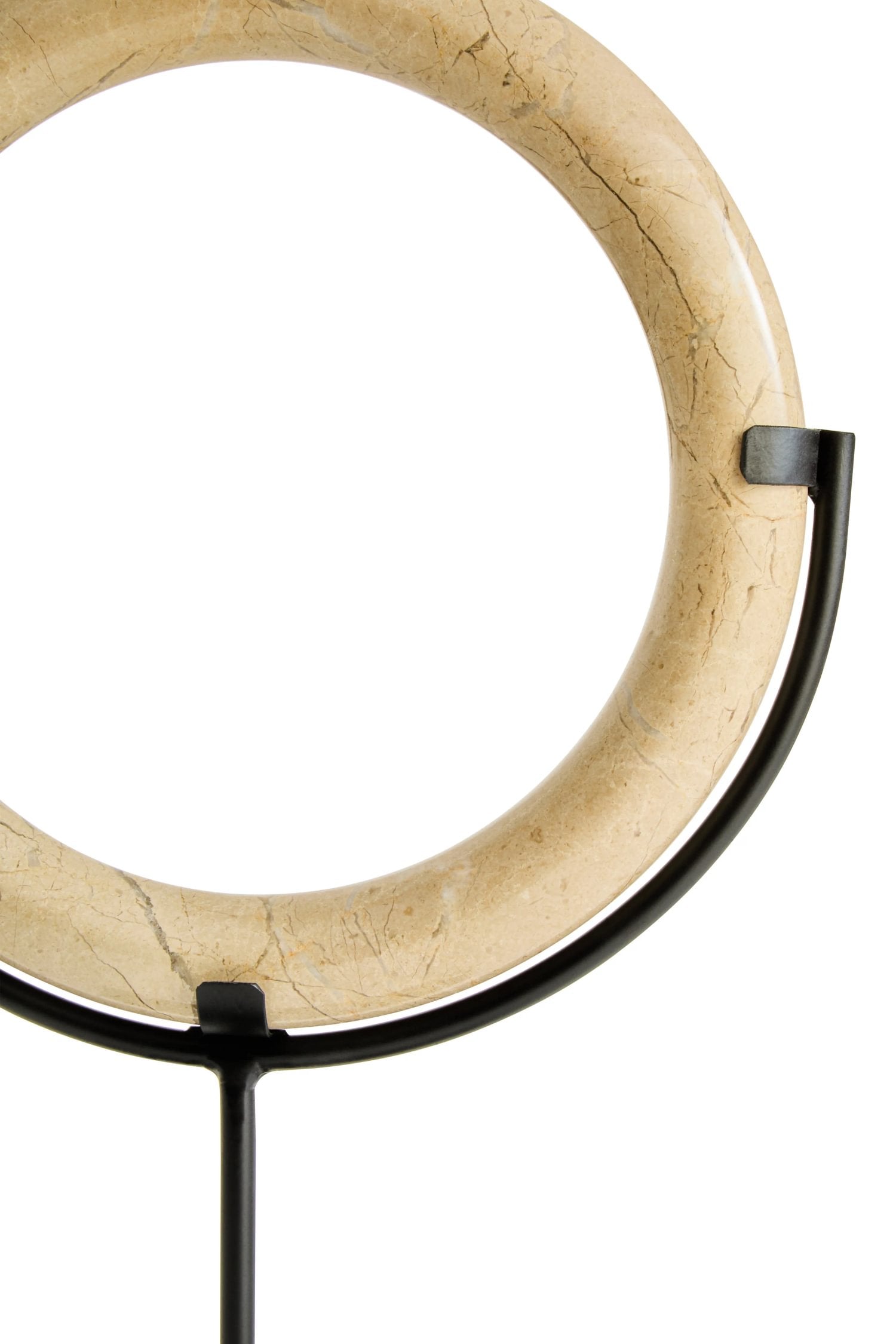 Palladio Cream Marble Ring & Metal Stand Sculpture