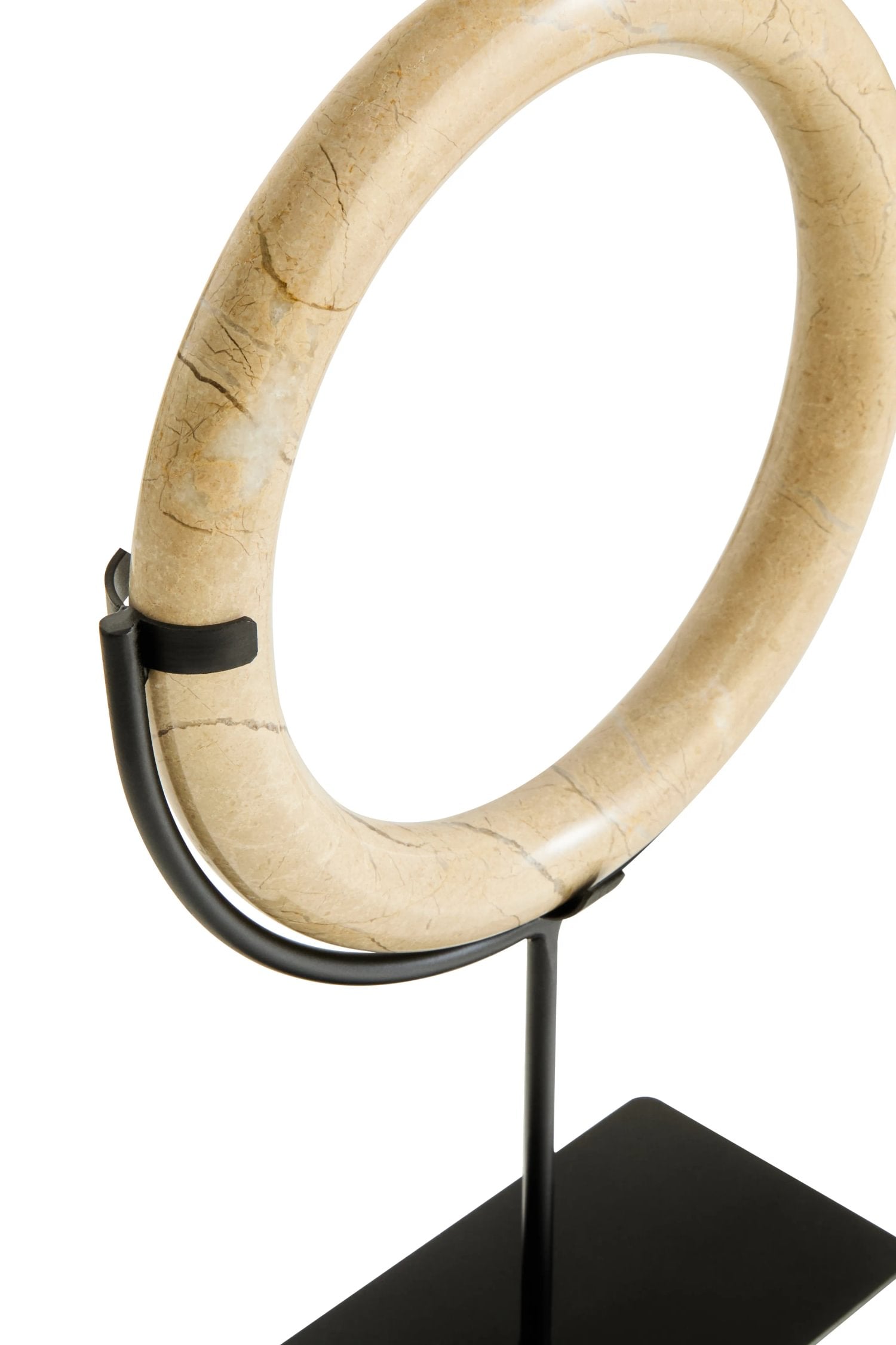 Palladio Cream Marble Ring & Metal Stand Sculpture