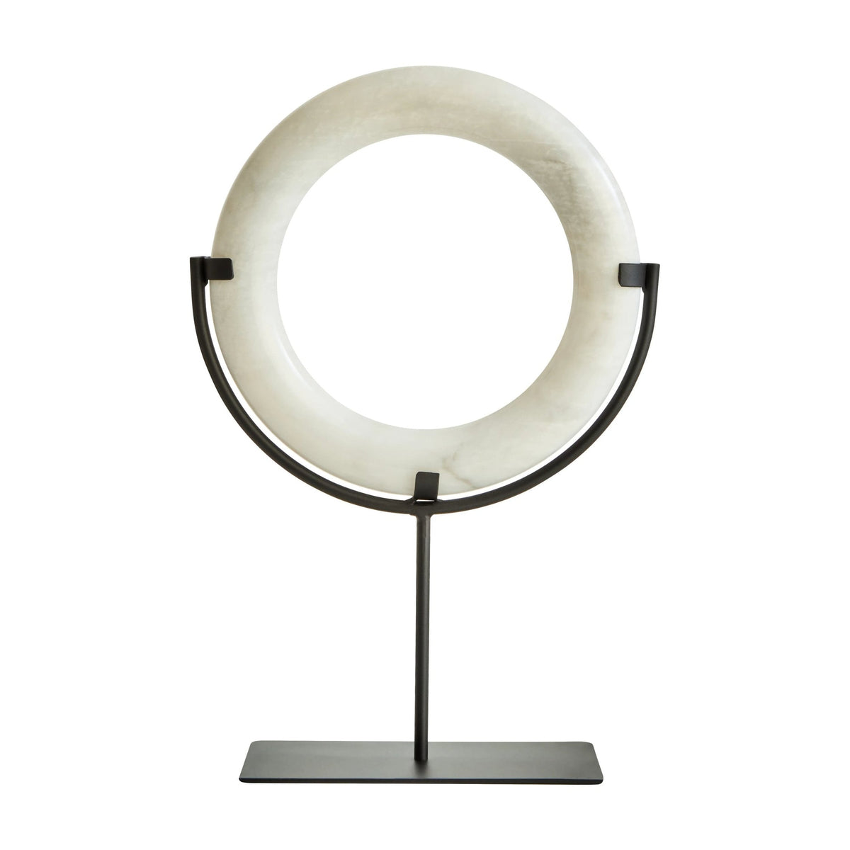 Palladio White Marble Ring & Metal Stand Sculpture