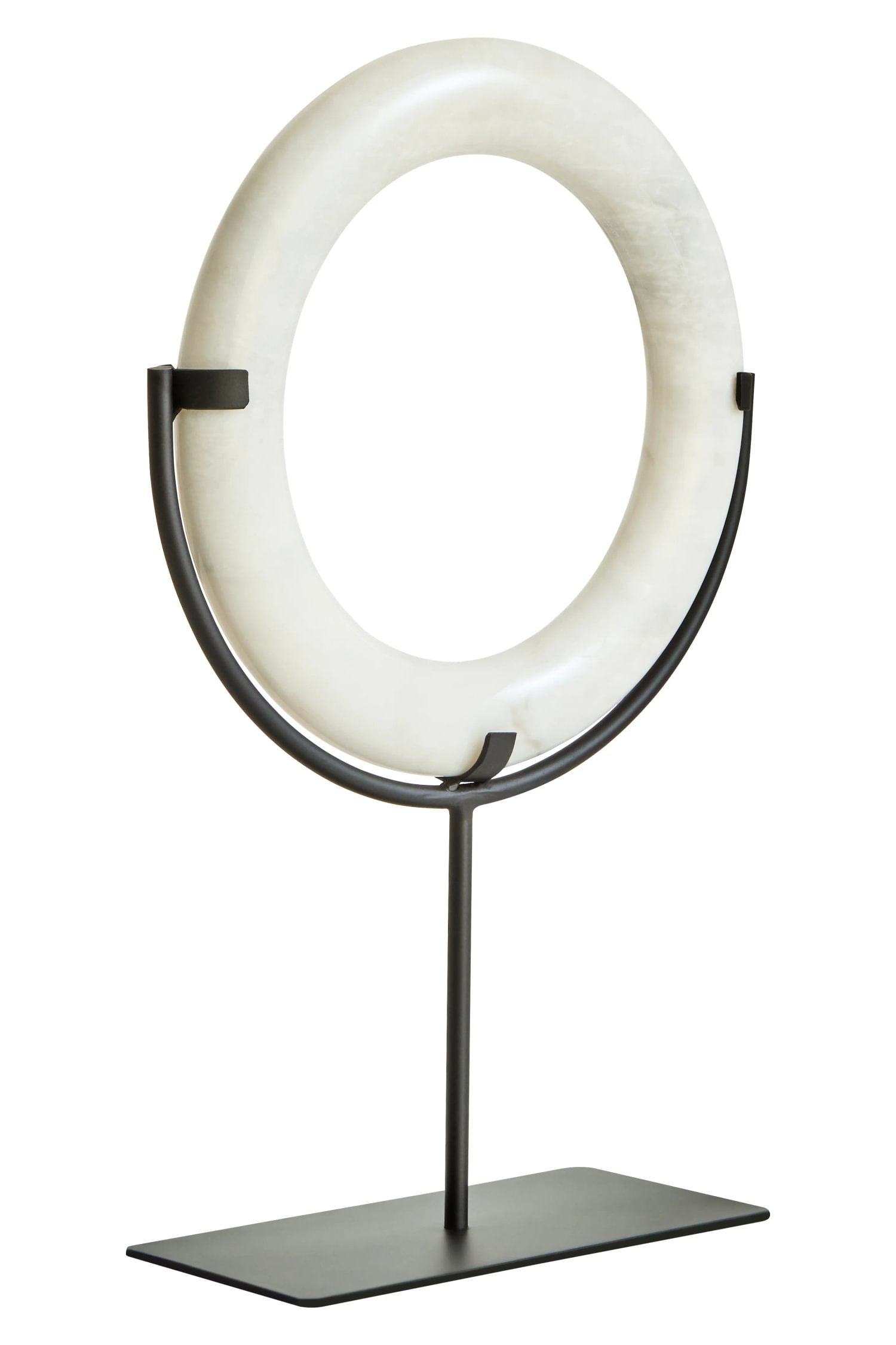 Palladio White Marble Ring & Metal Stand Sculpture