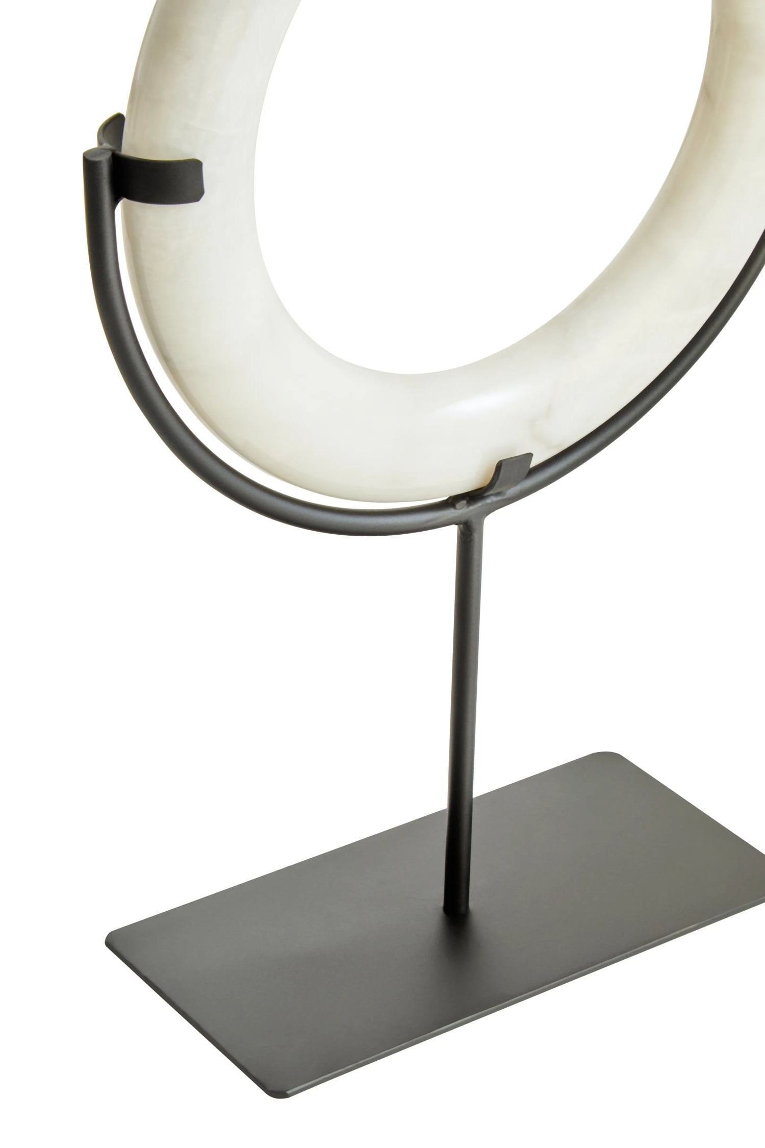 Palladio White Marble Ring & Metal Stand Sculpture