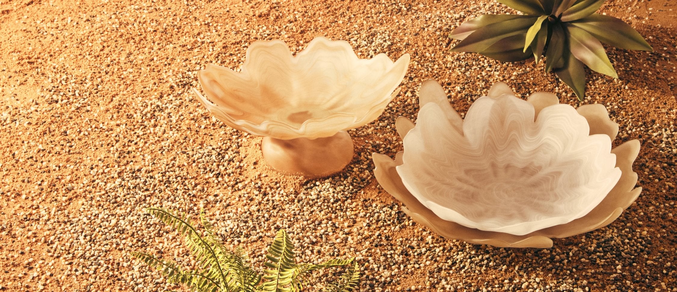 Flume Natural Fluted Glass Pedestal Bowl