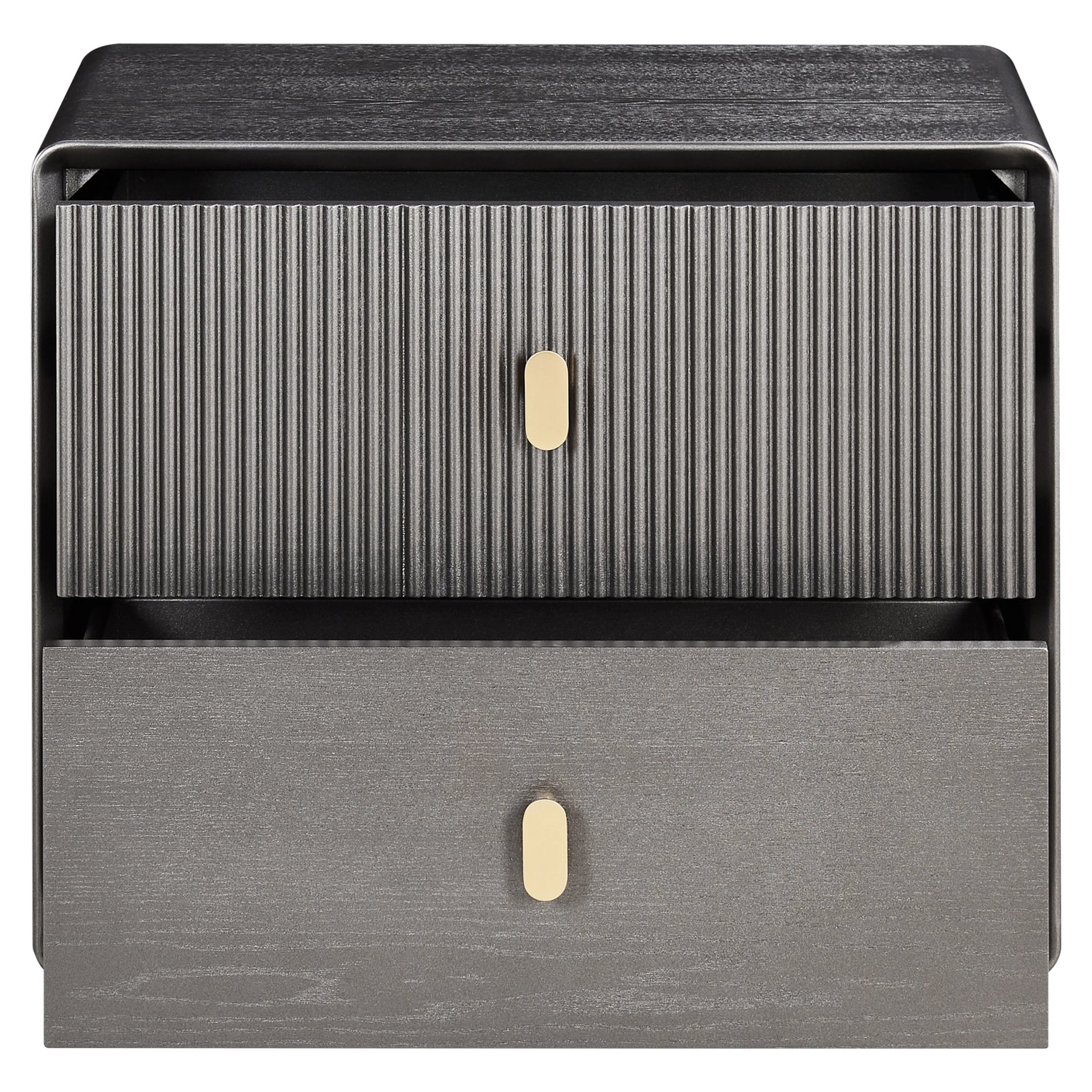 Eaton Brown Grey 2 Drawer Bedside Table