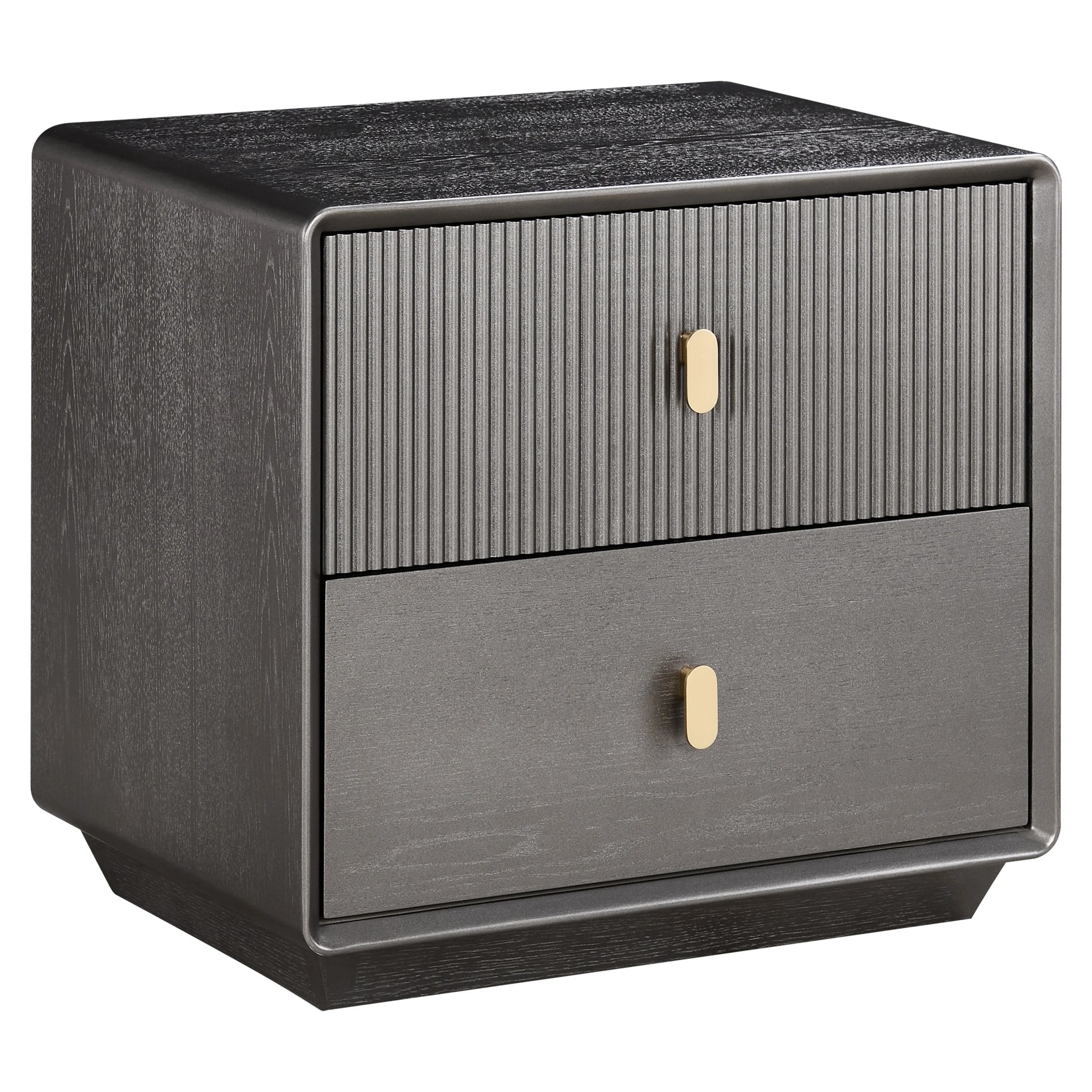 Eaton Brown Grey 2 Drawer Bedside Table