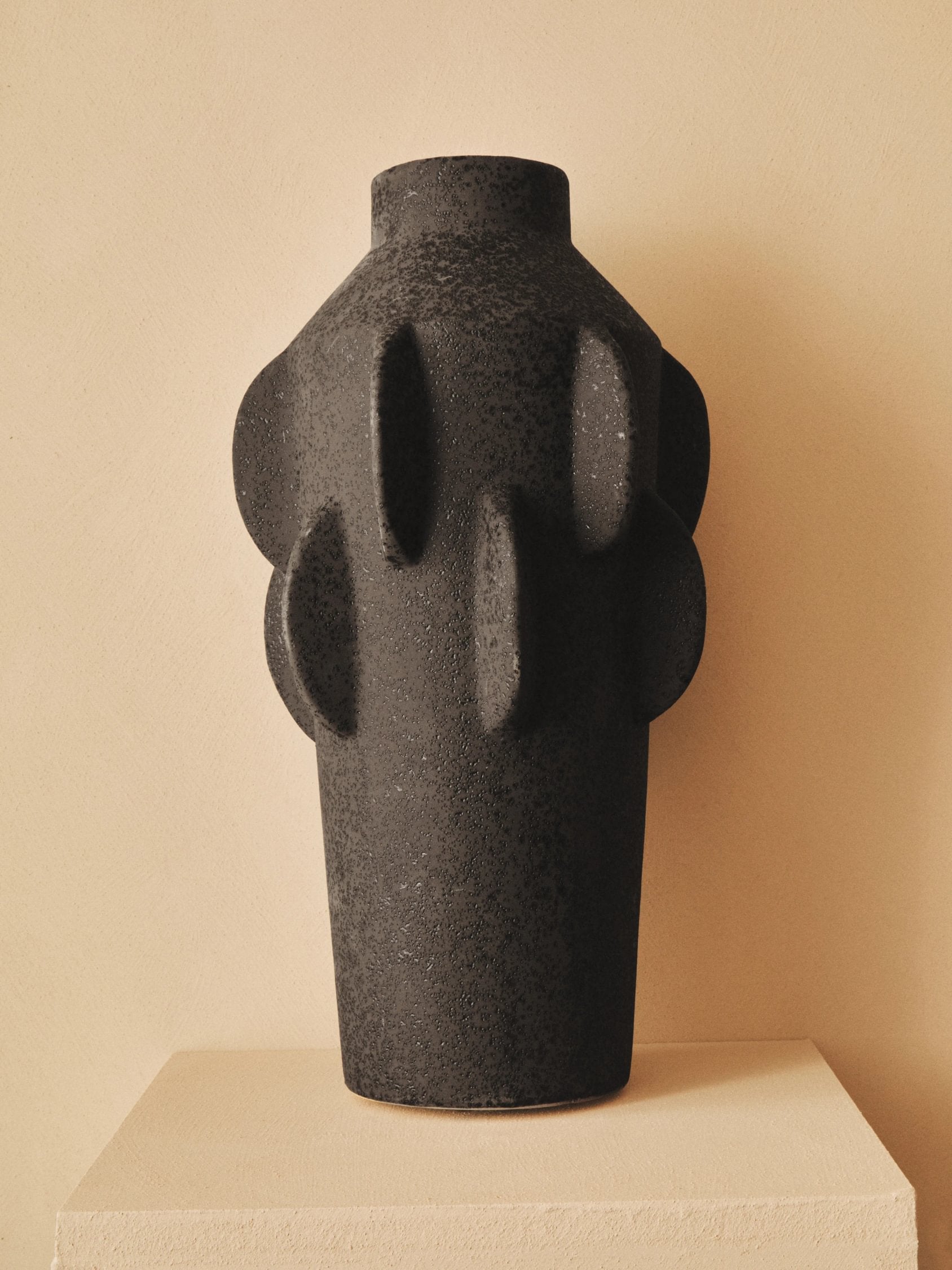Dune Large Black Textured Stoneware Vase