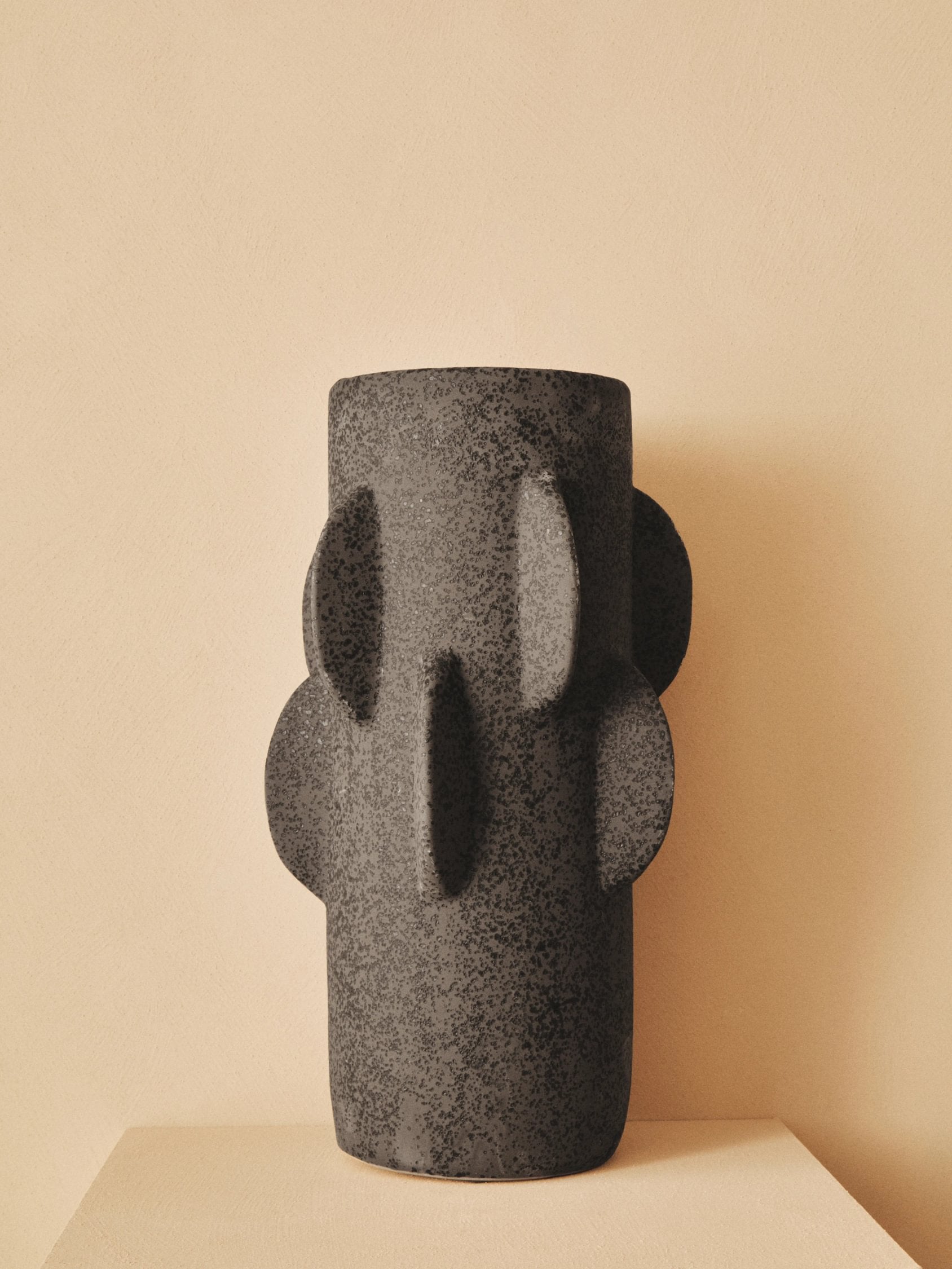 Dune Small Black Textured Stoneware Vase