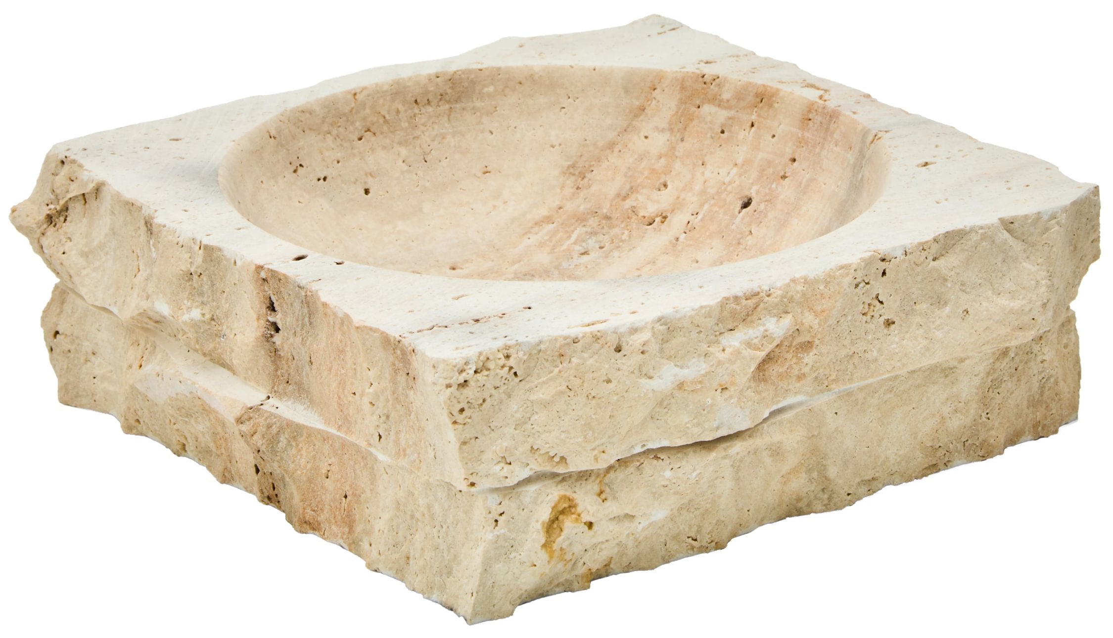 Terra Travertine Rough Edge Square Bowl