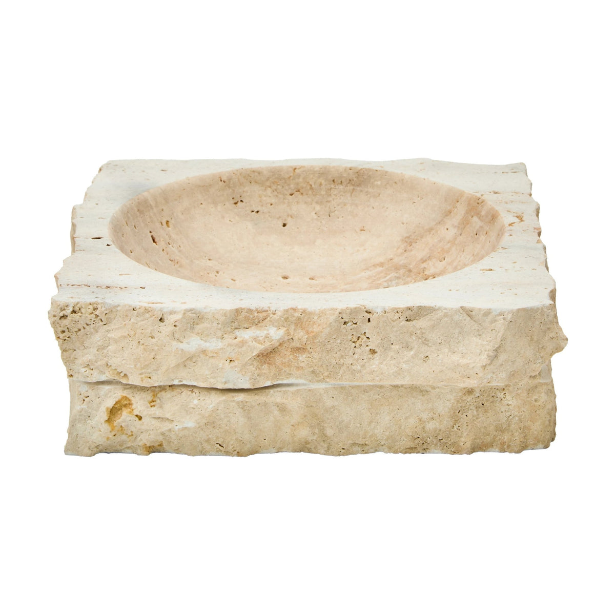 Terra Travertine Rough Edge Square Bowl