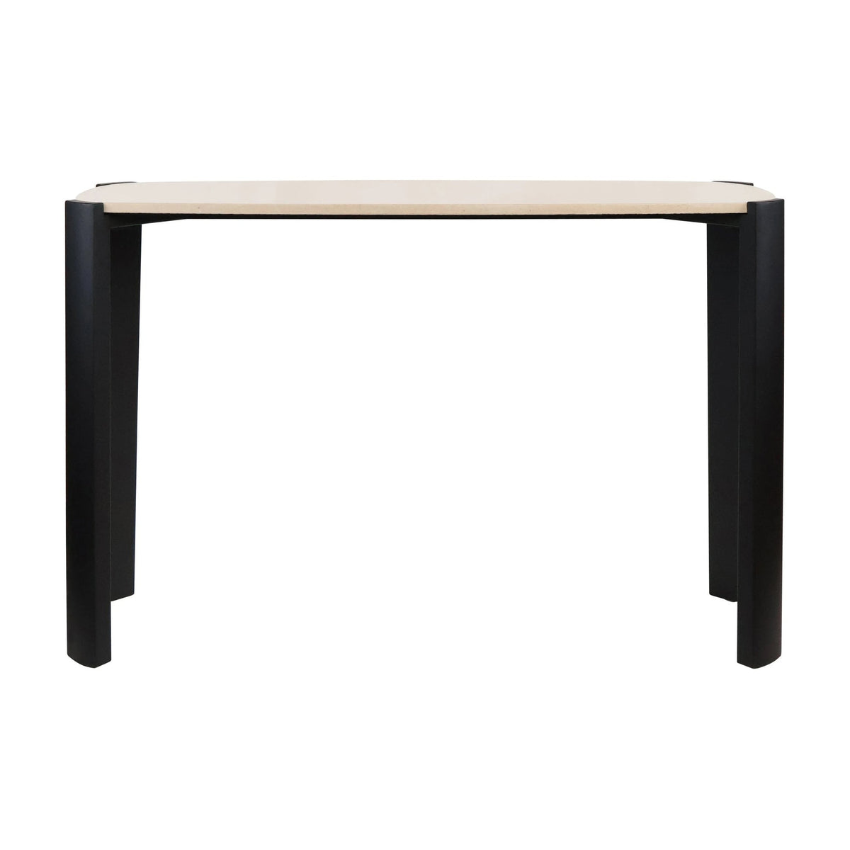 Loggia Cream Marble Top & Black Acacia Wood Console Table