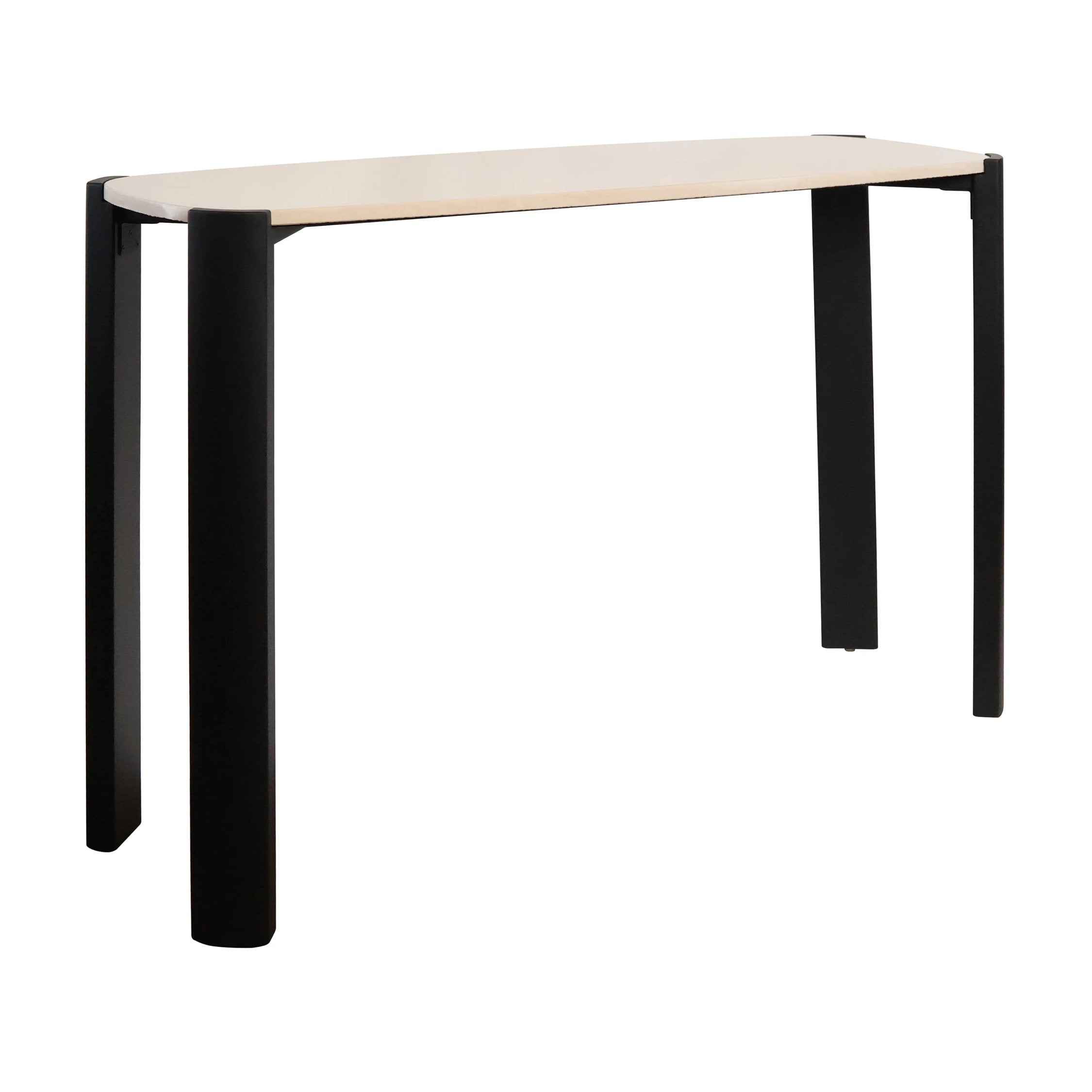 Loggia Cream Marble Top & Black Acacia Wood Console Table