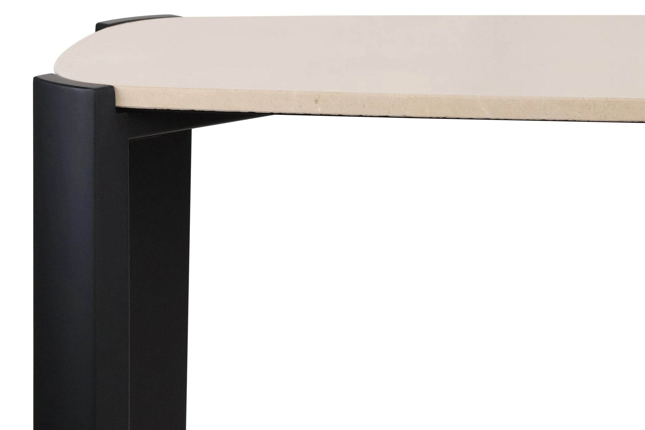 Loggia Cream Marble Top & Black Acacia Wood Console Table