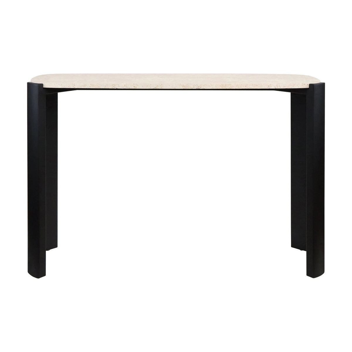 Loggia Travertine Top & Black Acacia Wood Console Table