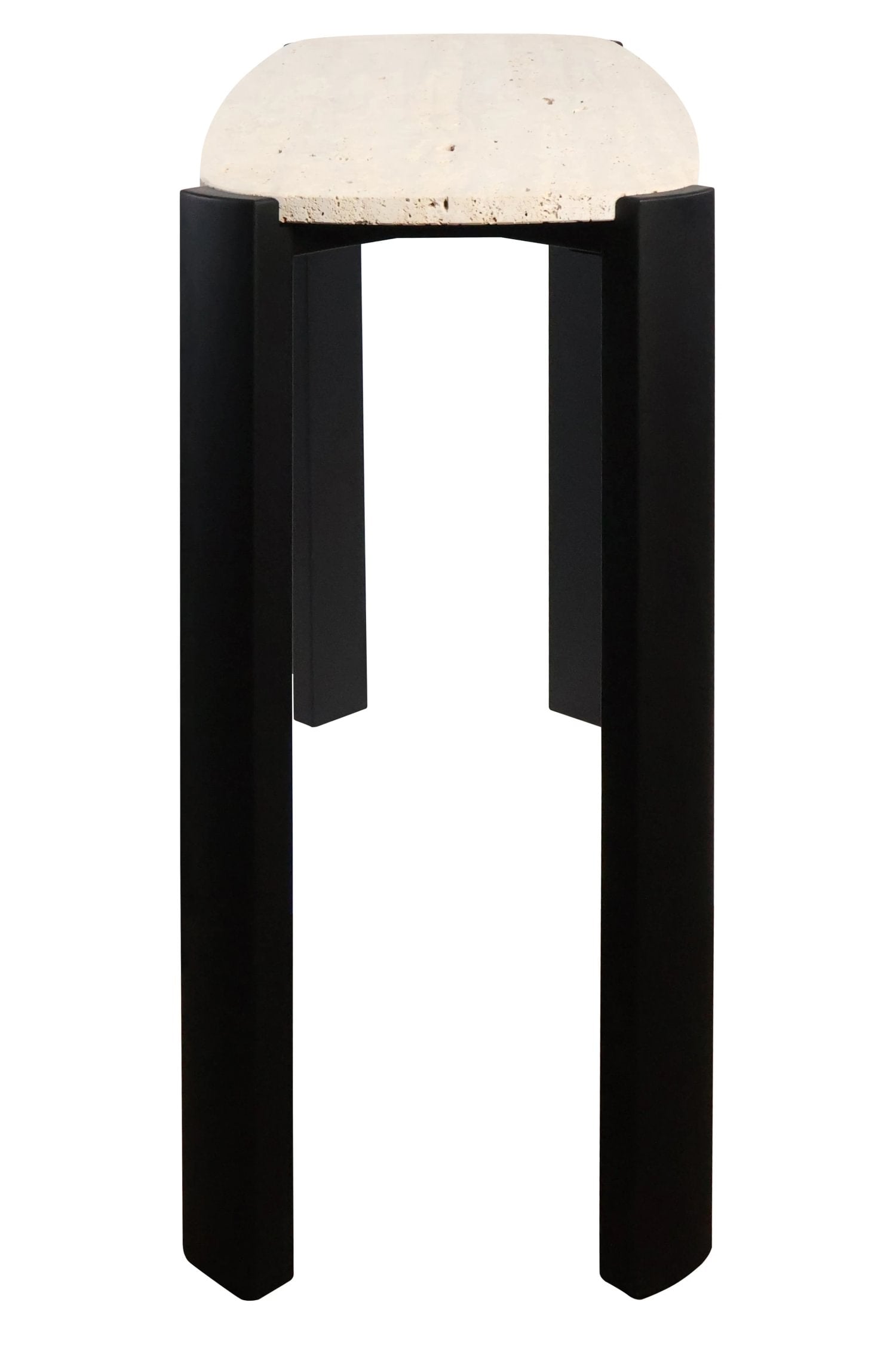 Loggia Travertine Top & Black Acacia Wood Console Table