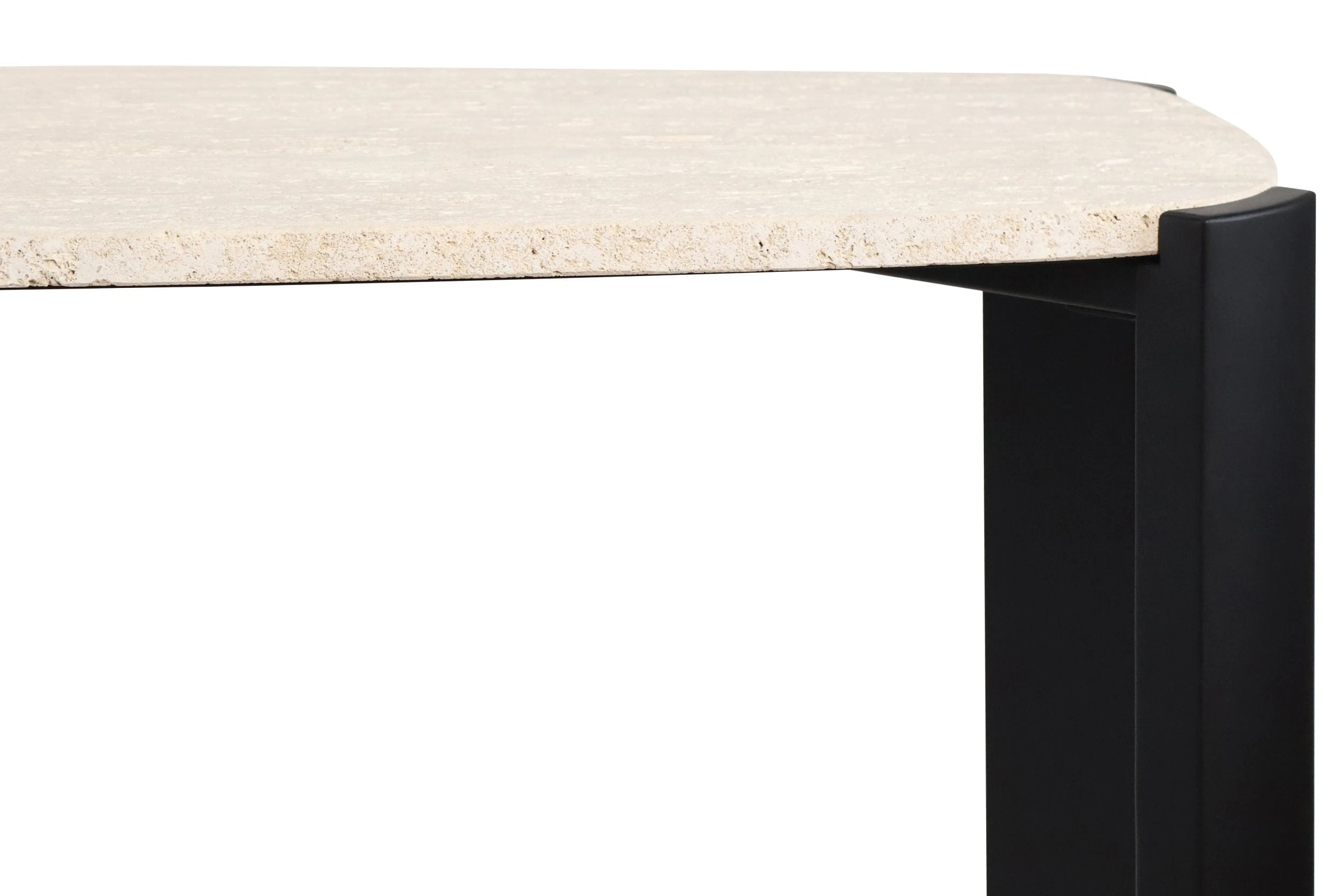 Loggia Travertine Top & Black Acacia Wood Console Table
