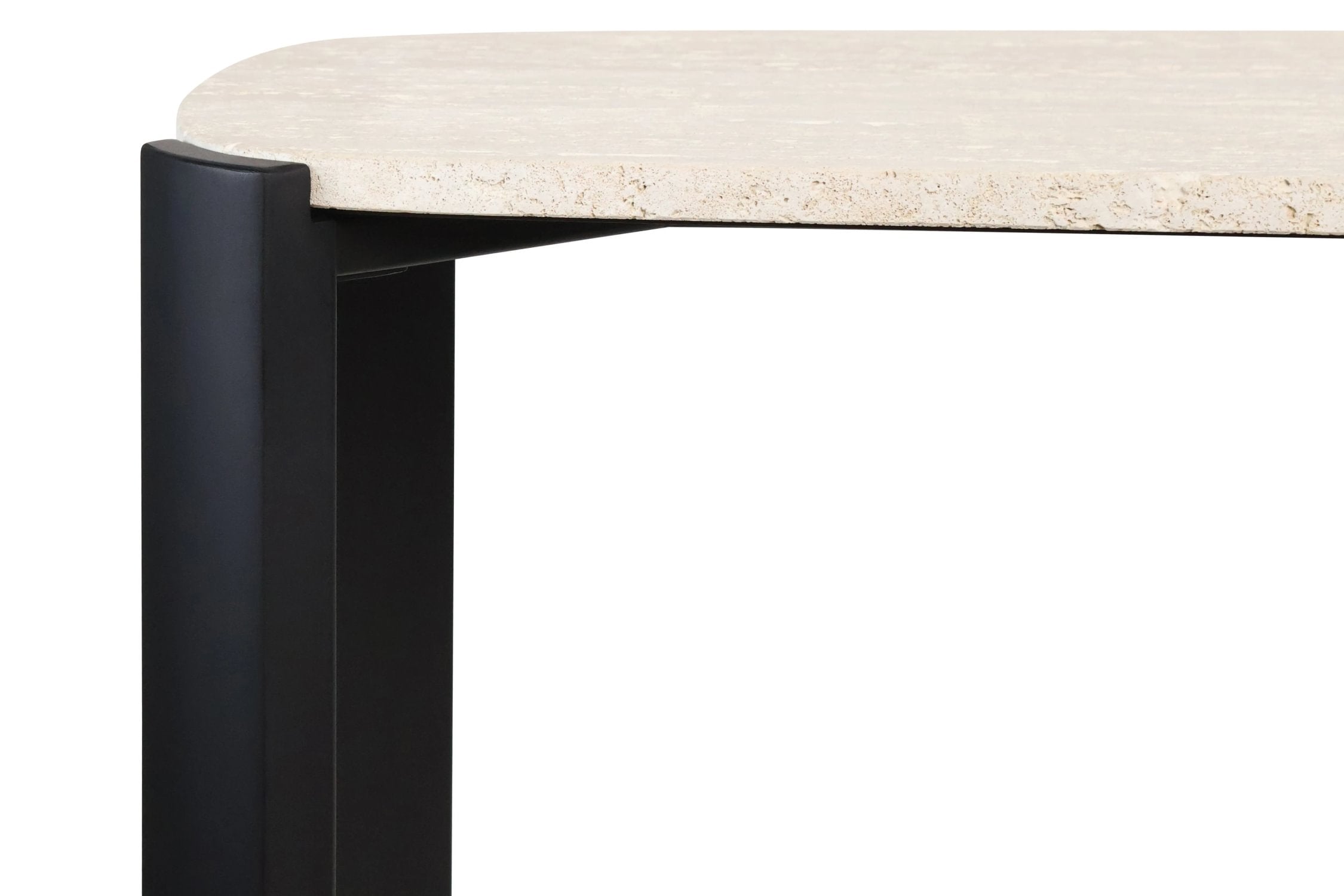 Loggia Travertine Top & Black Acacia Wood Console Table