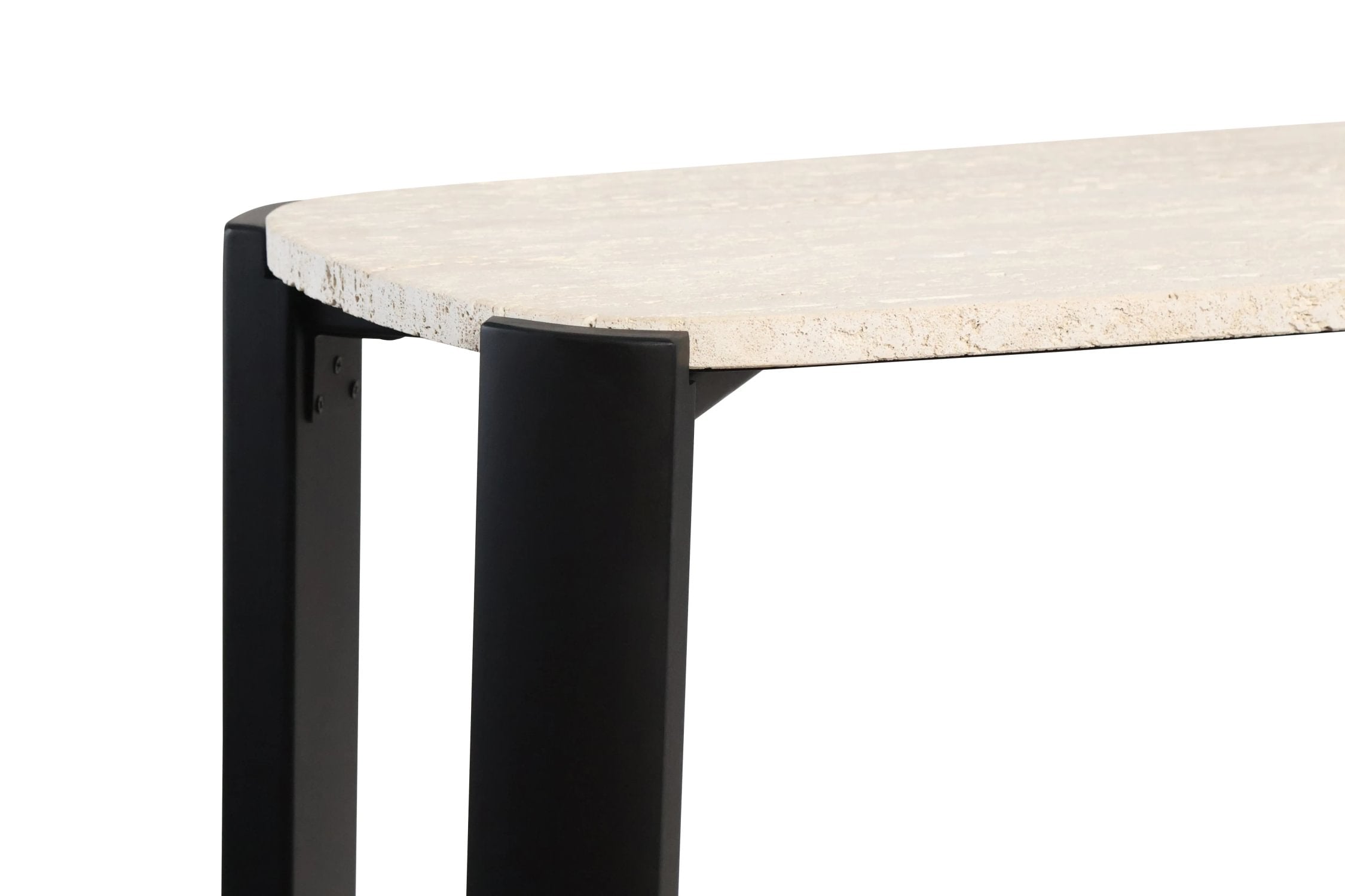 Loggia Travertine Top & Black Acacia Wood Console Table