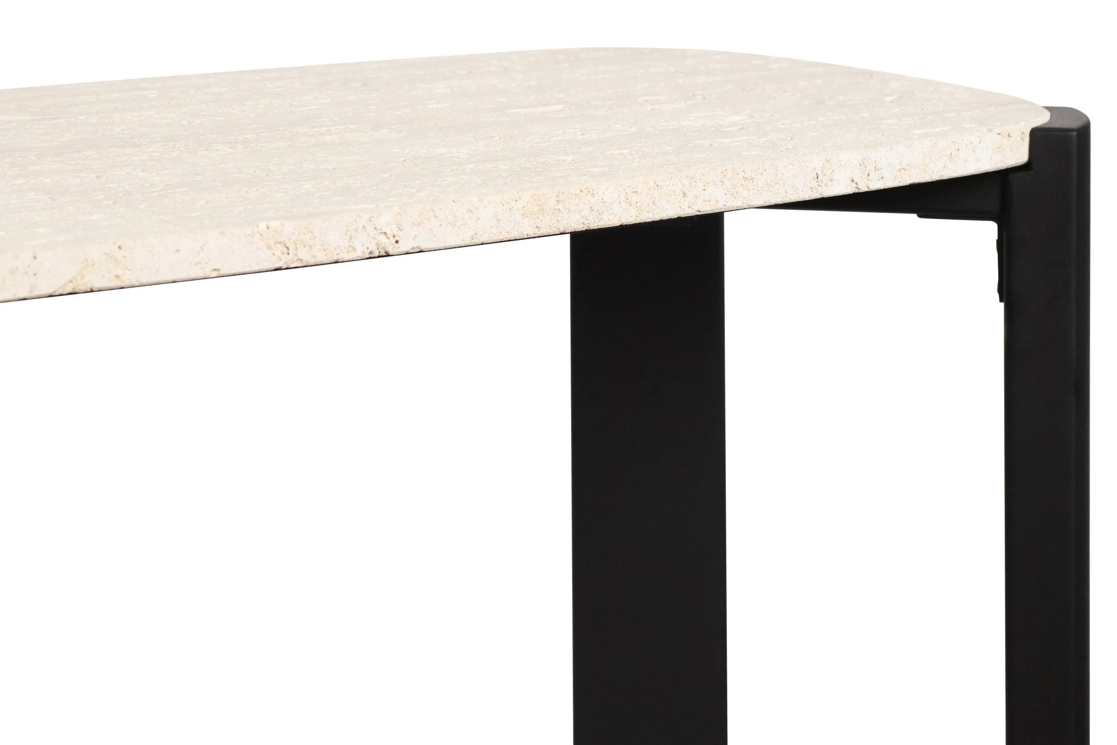 Loggia Travertine Top & Black Acacia Wood Console Table