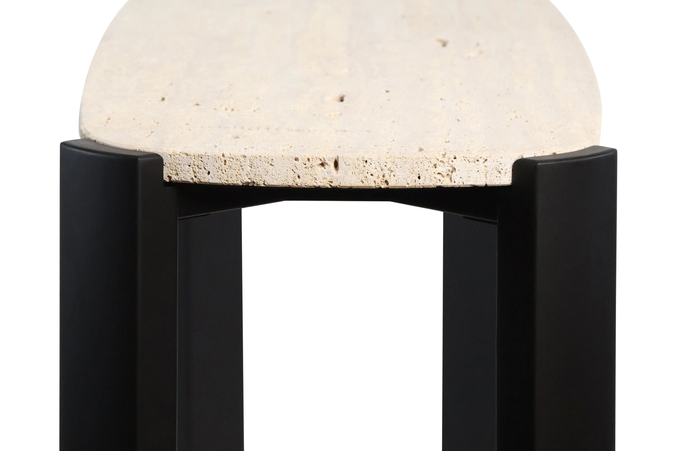 Loggia Travertine Top & Black Acacia Wood Console Table