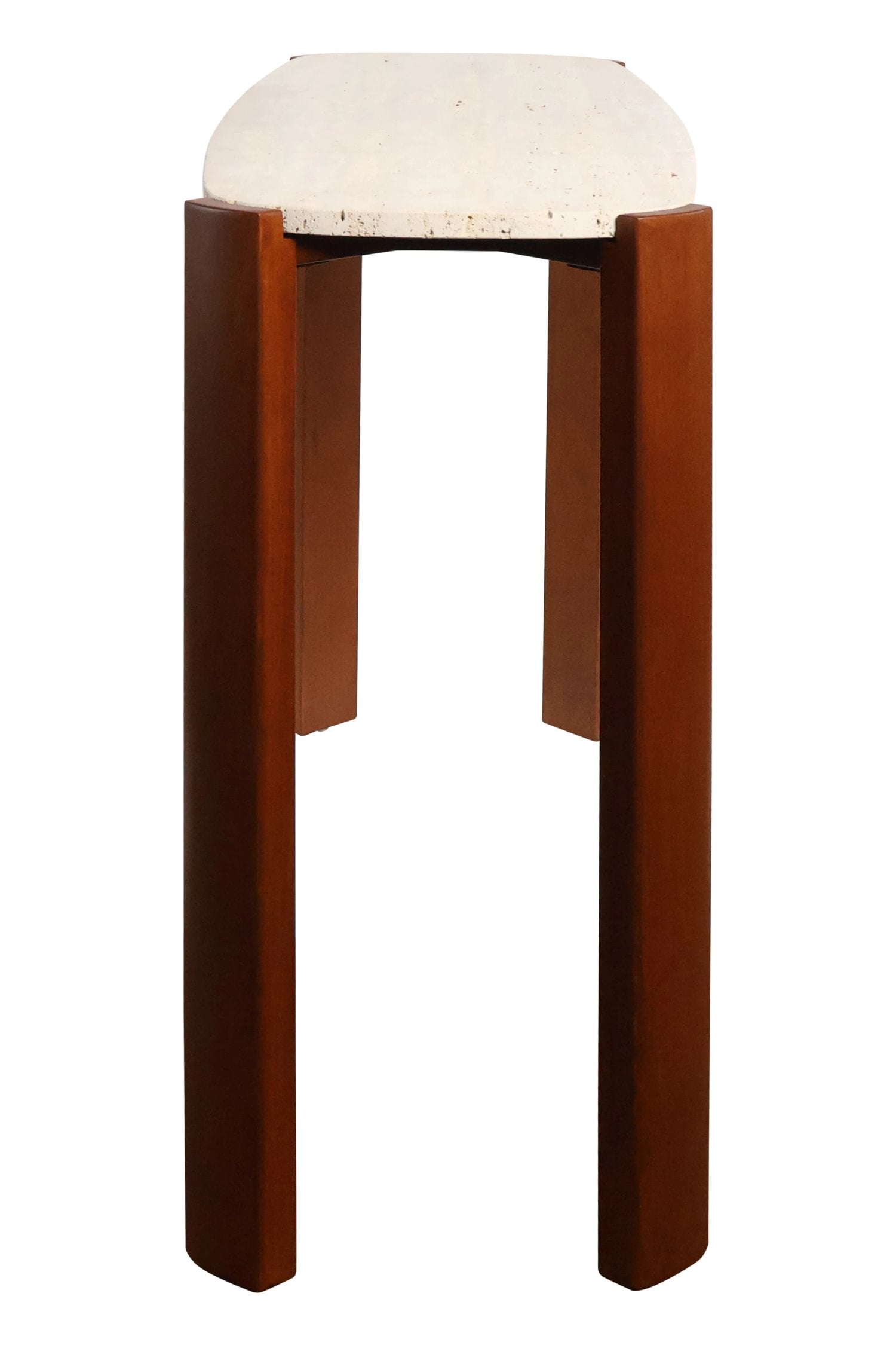 Loggia Travertine Top & Brown Acacia Wood Console Table