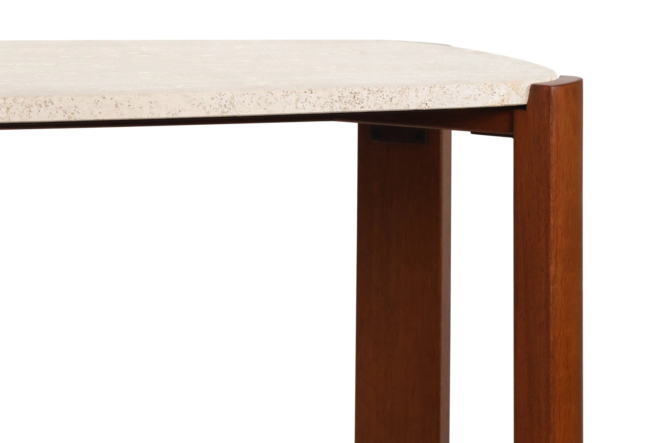 Loggia Travertine Top & Brown Acacia Wood Console Table