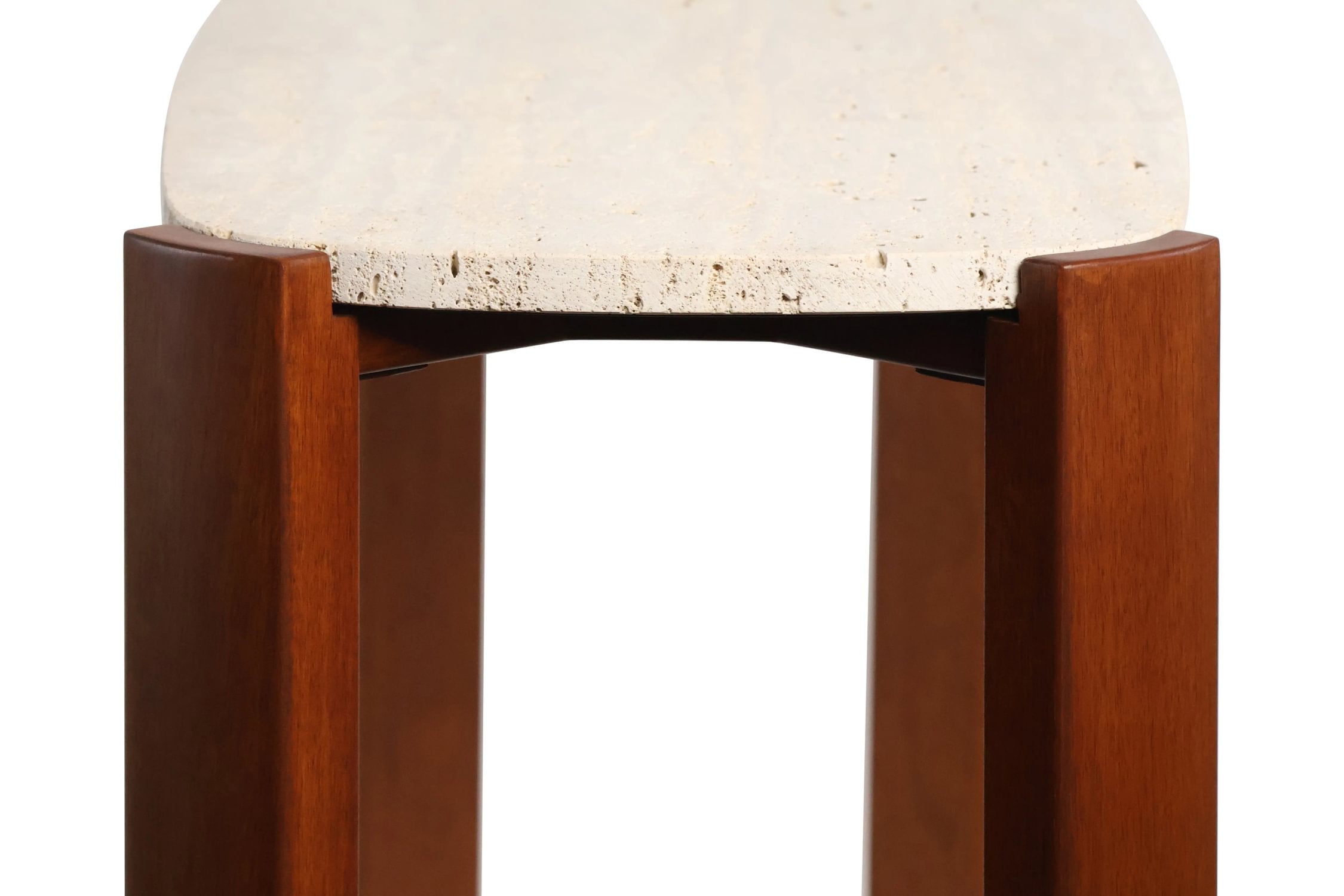 Loggia Travertine Top & Brown Acacia Wood Console Table