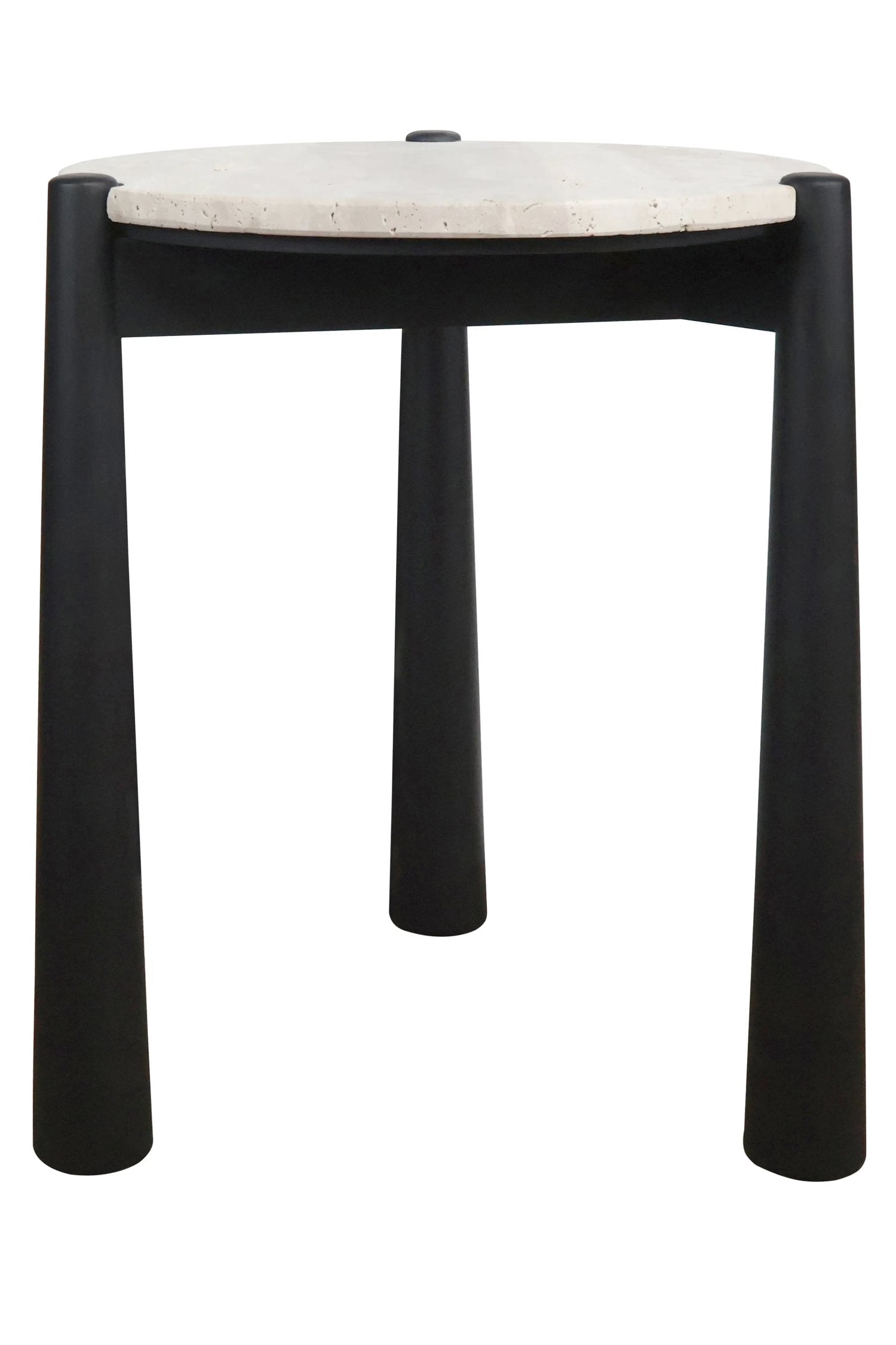 Portico Travertine Top & Black Finish Mango Wood Side Table