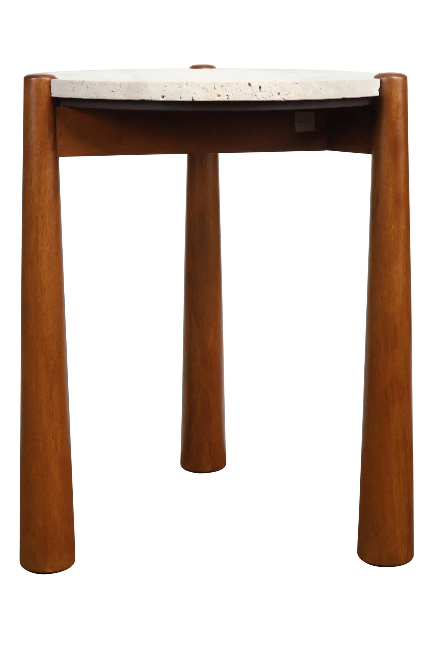 Portico Travertine Top & Brown Finish Mango Wood Side Table