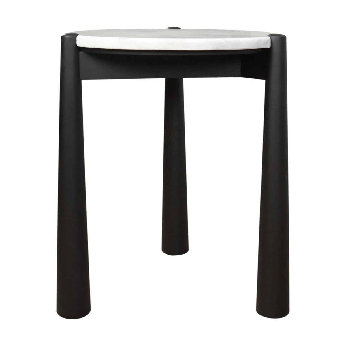 Portico White Marble Top & Black Finish Mango Wood Side Table