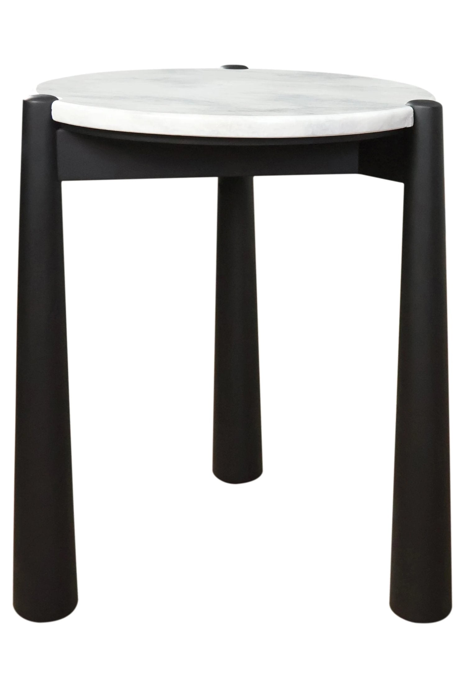 Portico White Marble Top & Black Finish Mango Wood Side Table