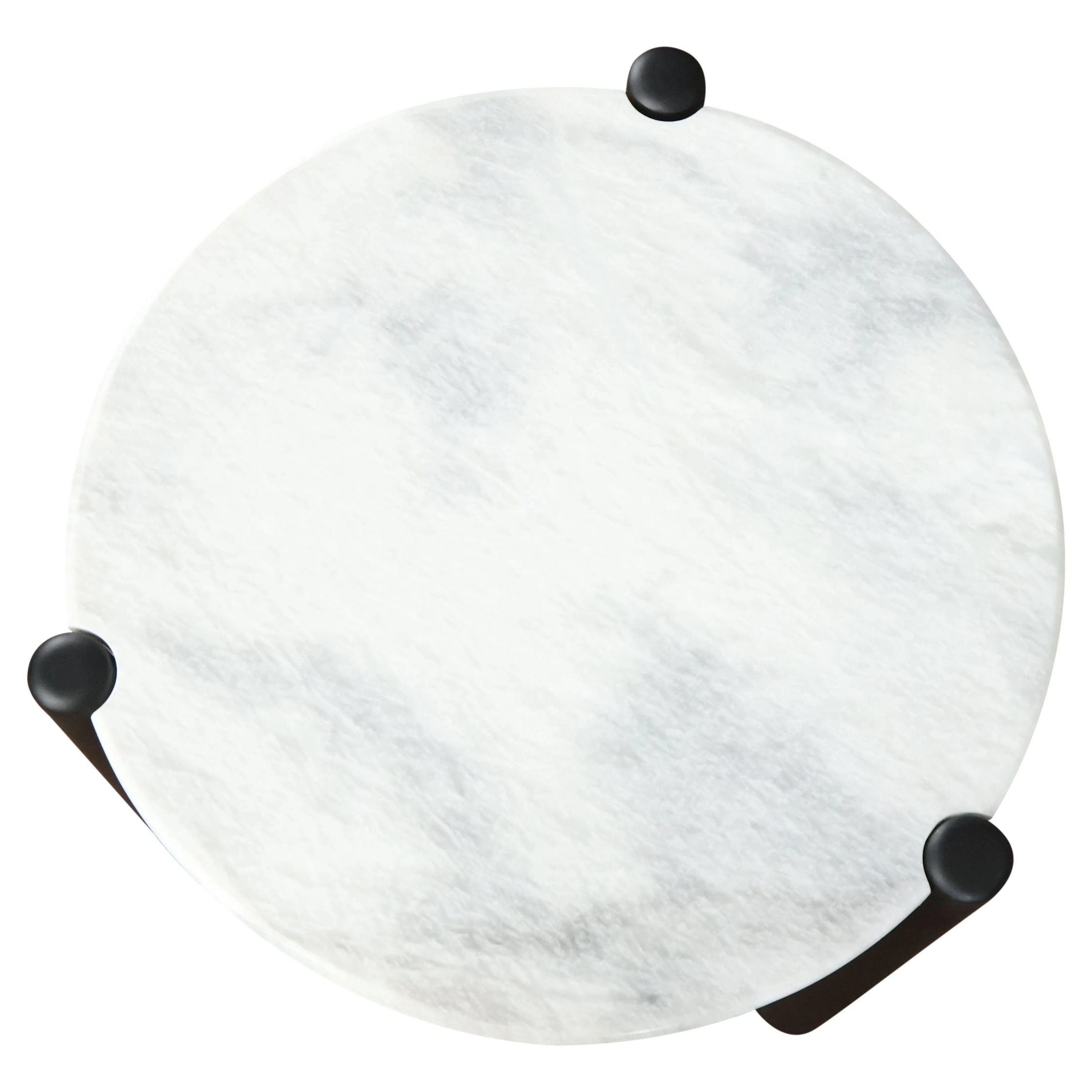 Portico White Marble Top & Black Finish Mango Wood Side Table