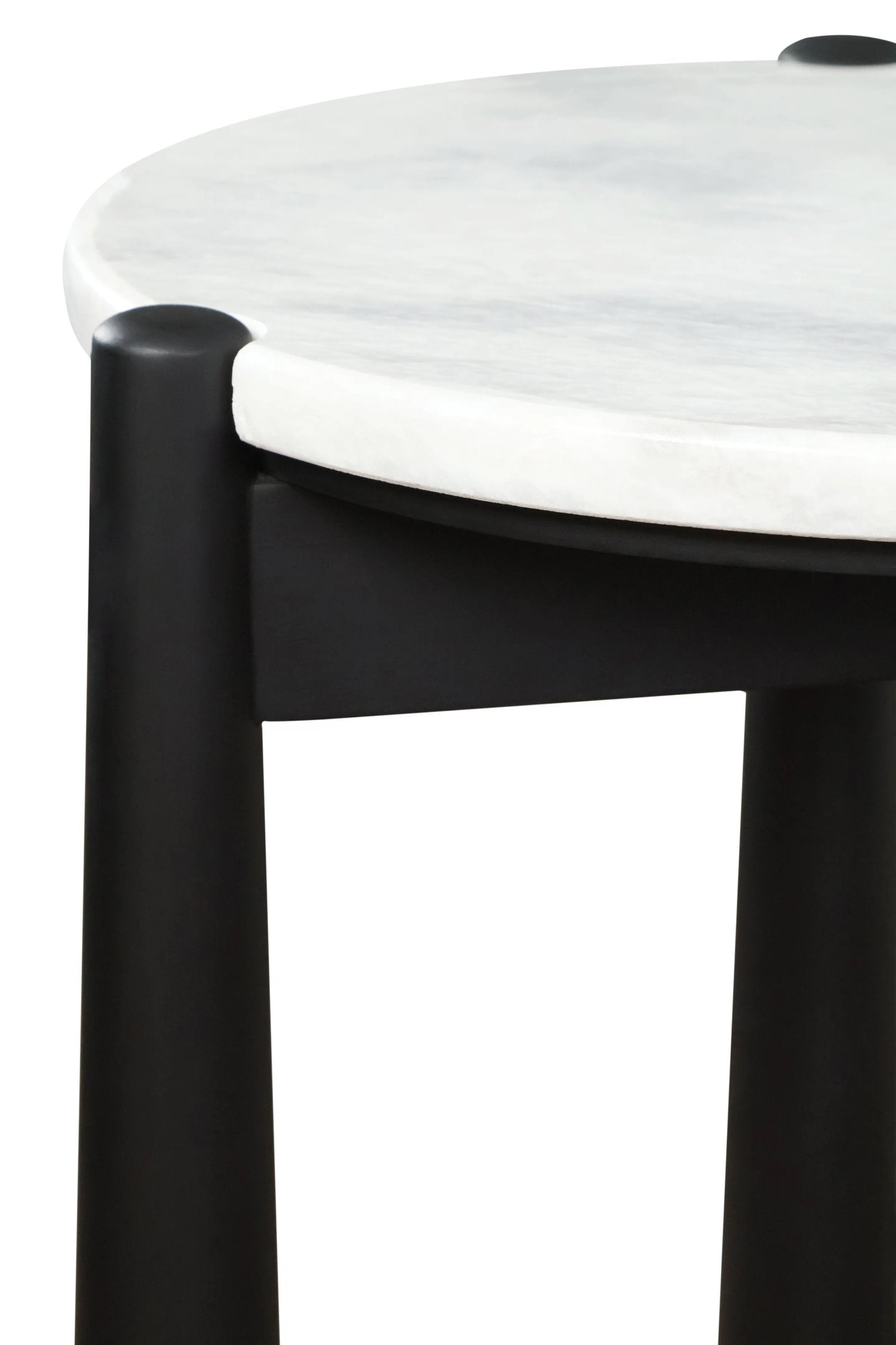 Portico White Marble Top & Black Finish Mango Wood Side Table