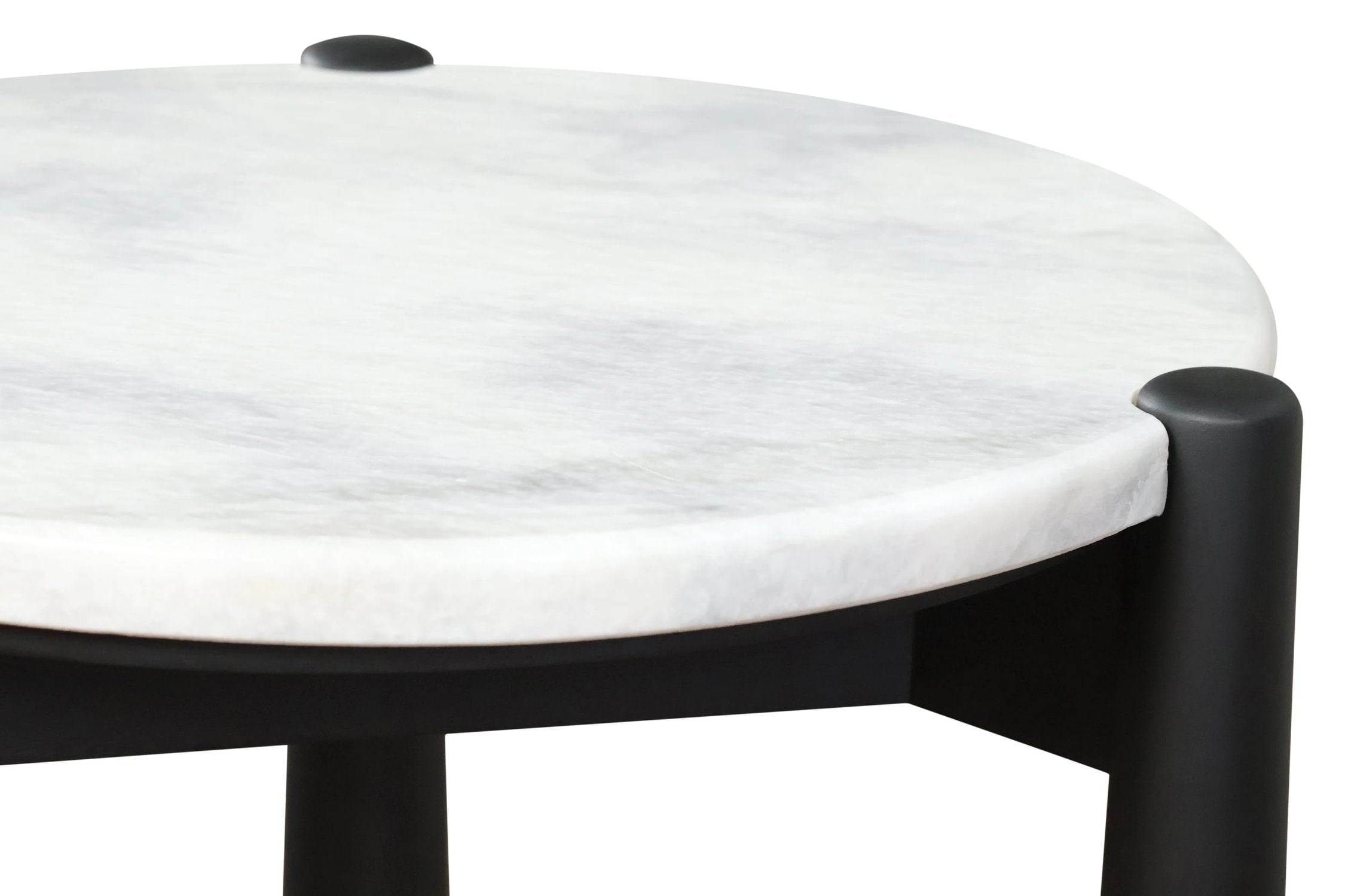 Portico White Marble Top & Black Finish Mango Wood Side Table