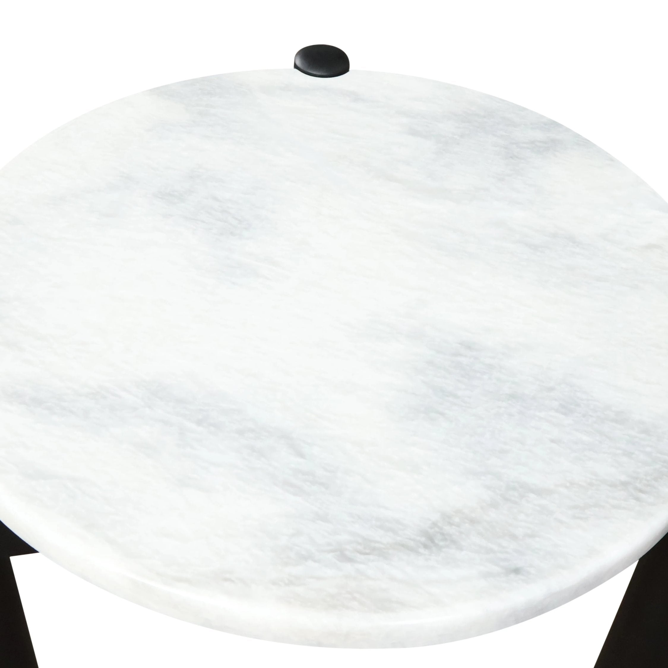 Portico White Marble Top & Black Finish Mango Wood Side Table
