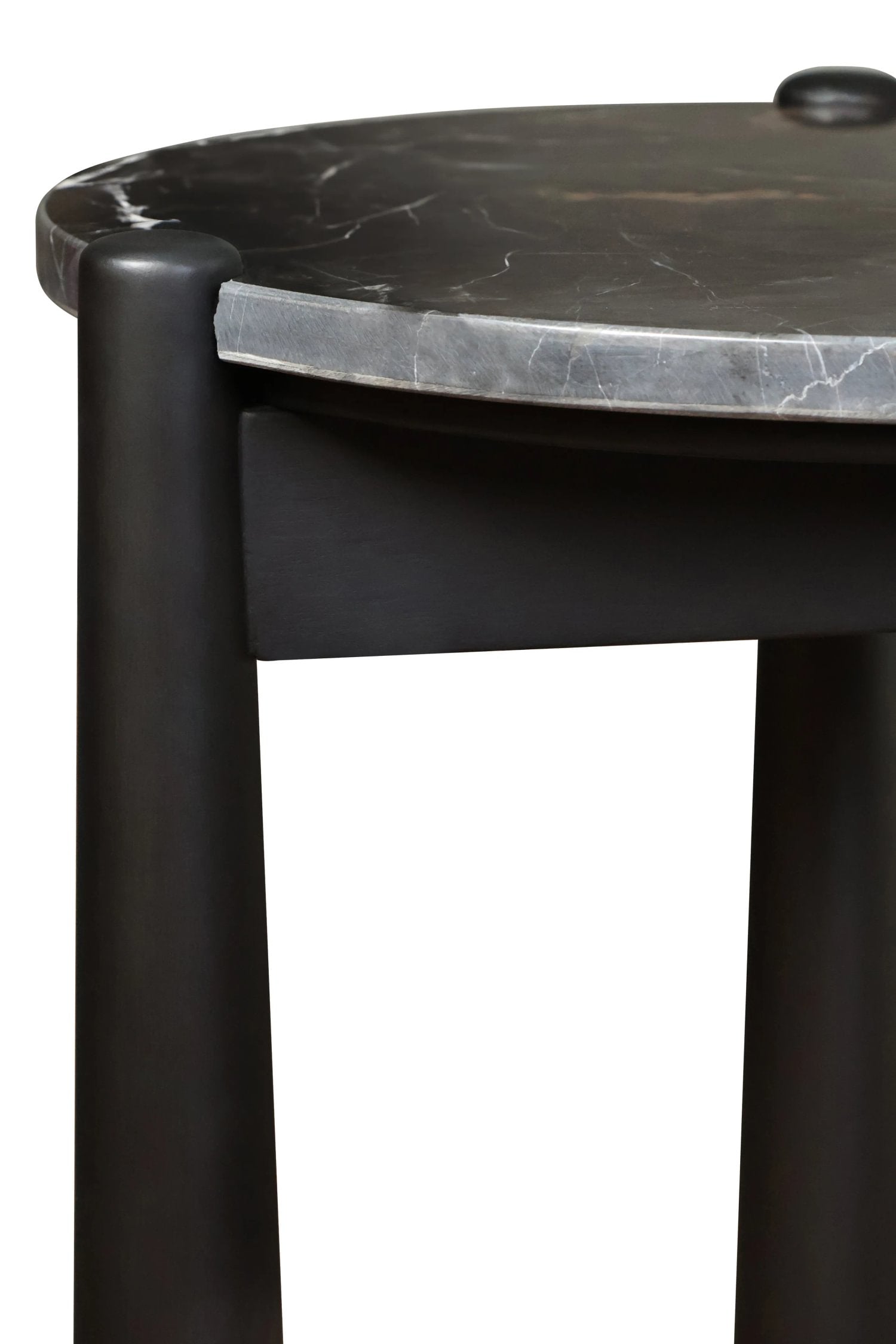 Portico Black & White Marble Top Mango Wood Side Table