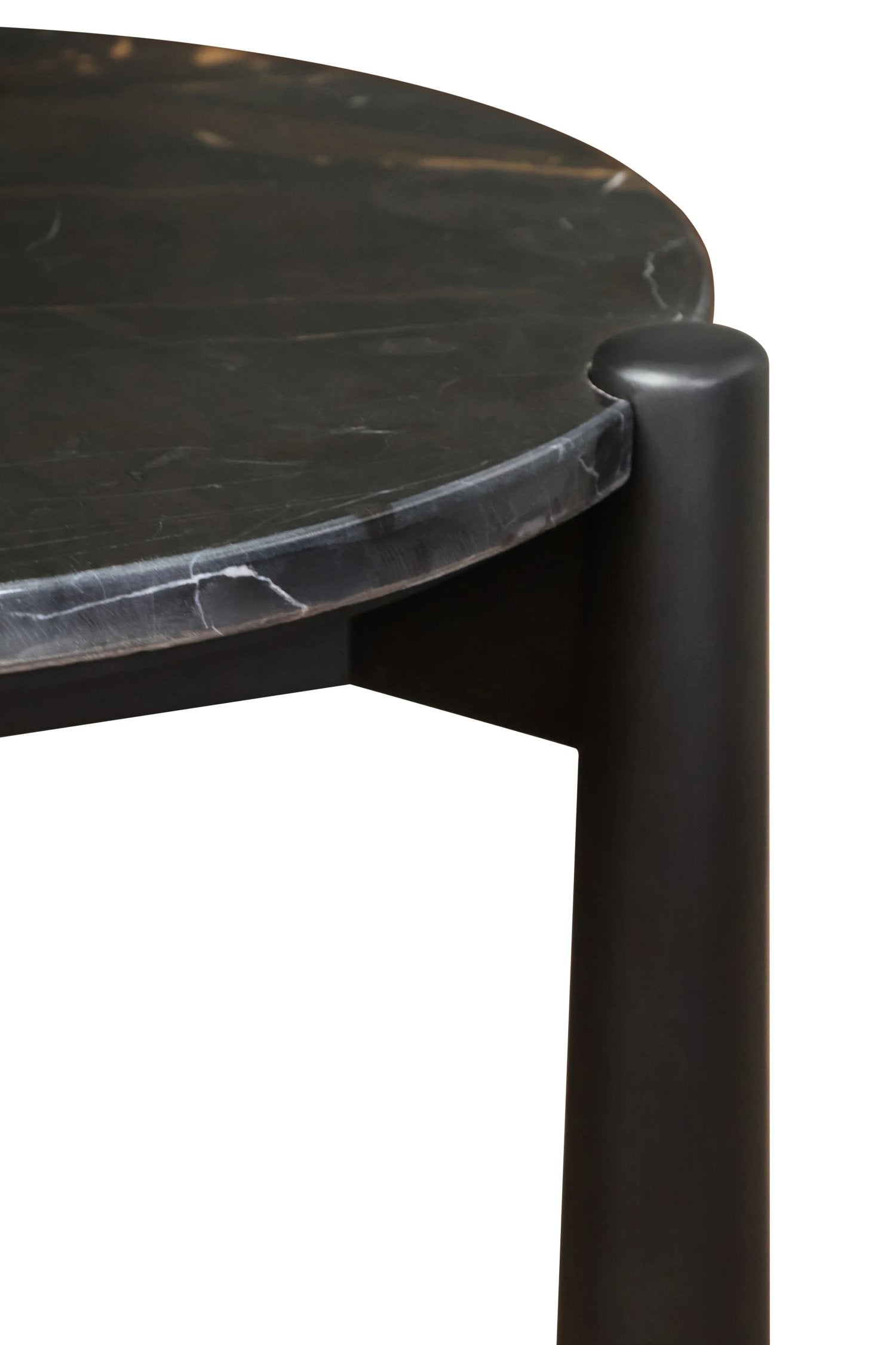 Portico Black & White Marble Top Mango Wood Side Table