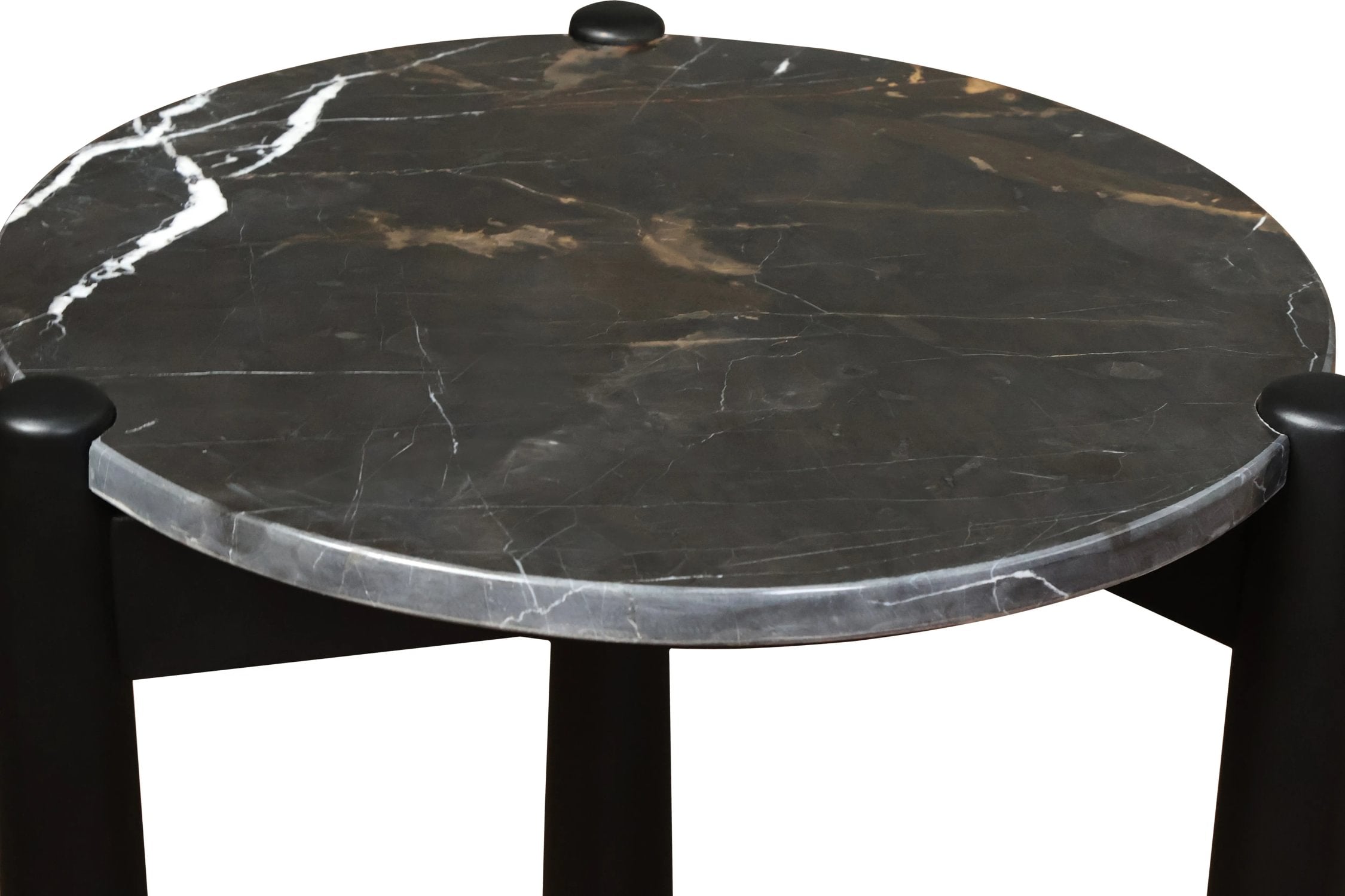 Portico Black & White Marble Top Mango Wood Side Table