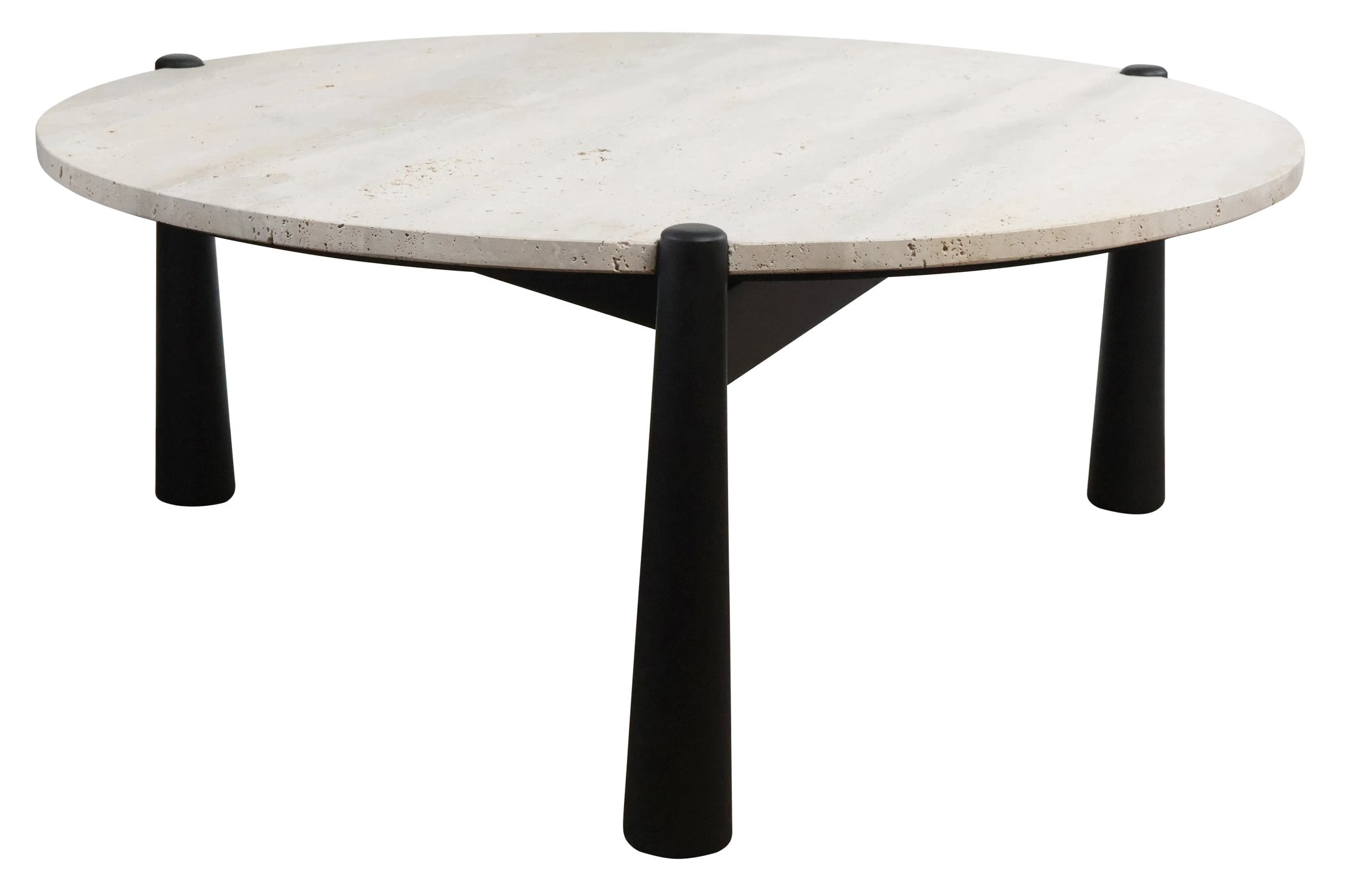 Portico Travertine Top & Black Finish Mango Wood Coffee Table