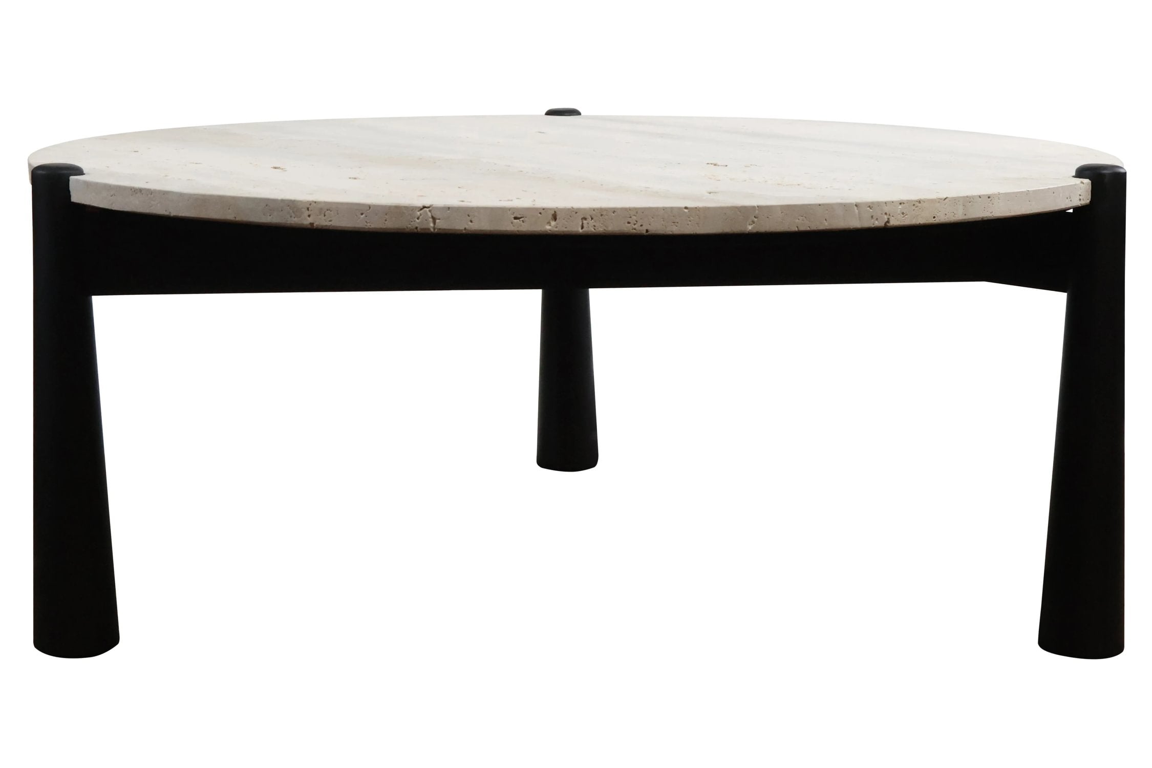 Portico Travertine Top & Black Finish Mango Wood Coffee Table