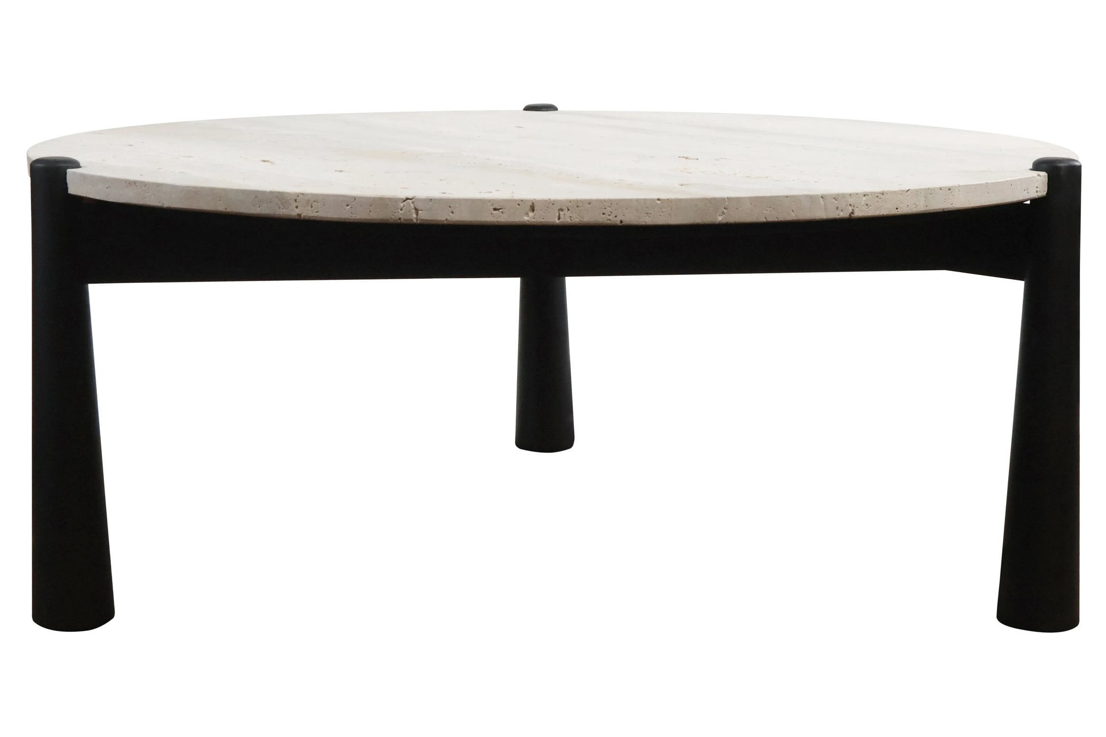 Portico Travertine Top & Black Finish Mango Wood Coffee Table