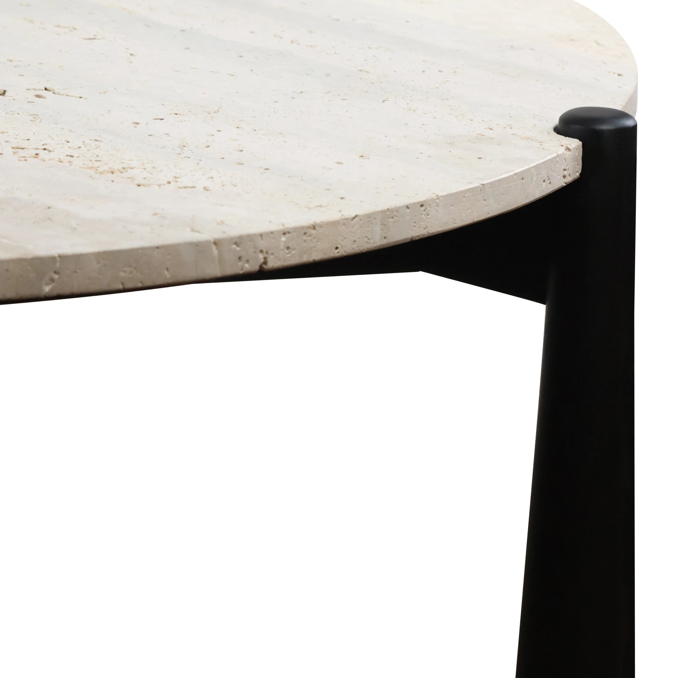 Portico Travertine Top & Black Finish Mango Wood Coffee Table