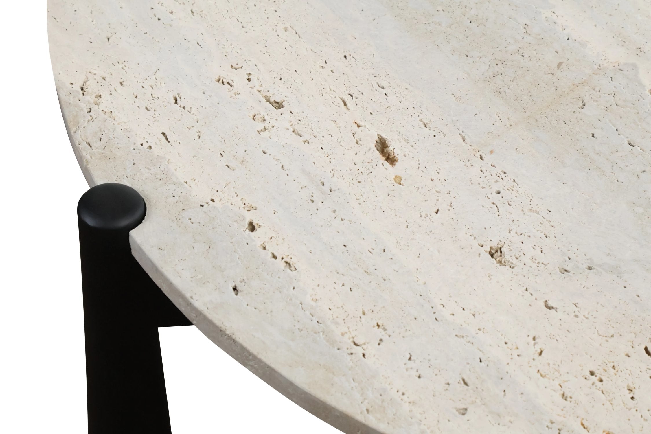 Portico Travertine Top & Black Finish Mango Wood Coffee Table