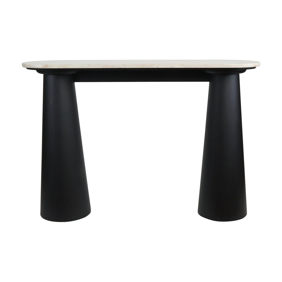 Arcade Travertine Top & Black Mango Wood Console Table