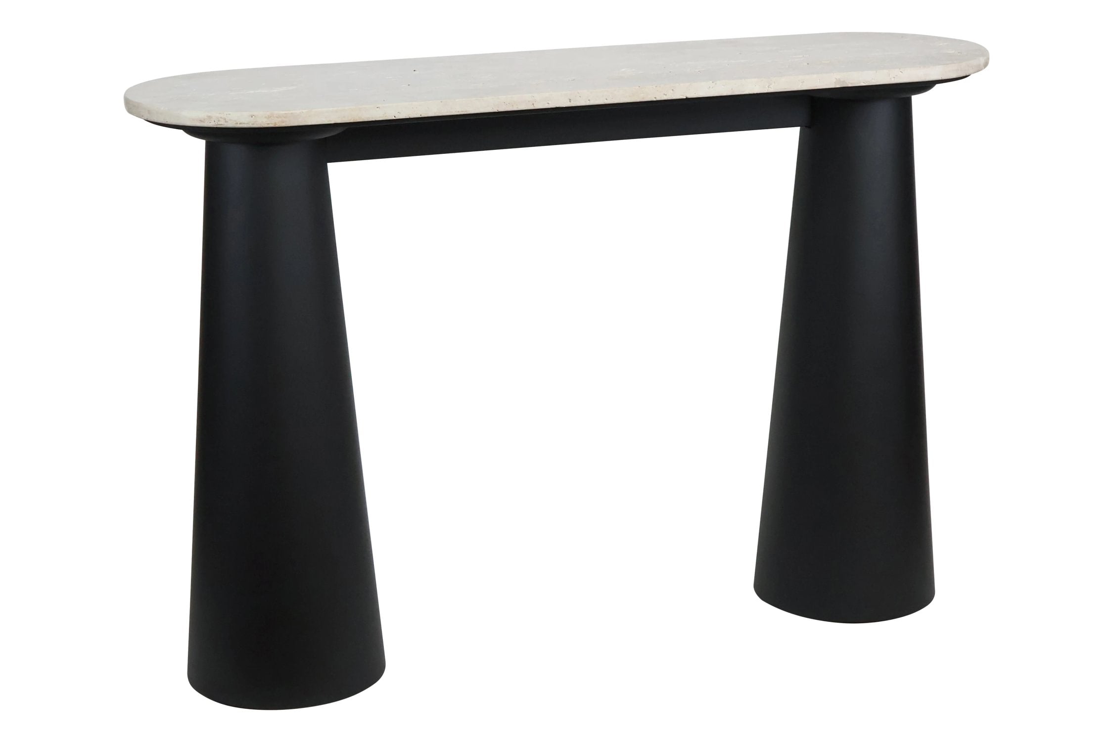 Arcade Travertine Top & Black Mango Wood Console Table