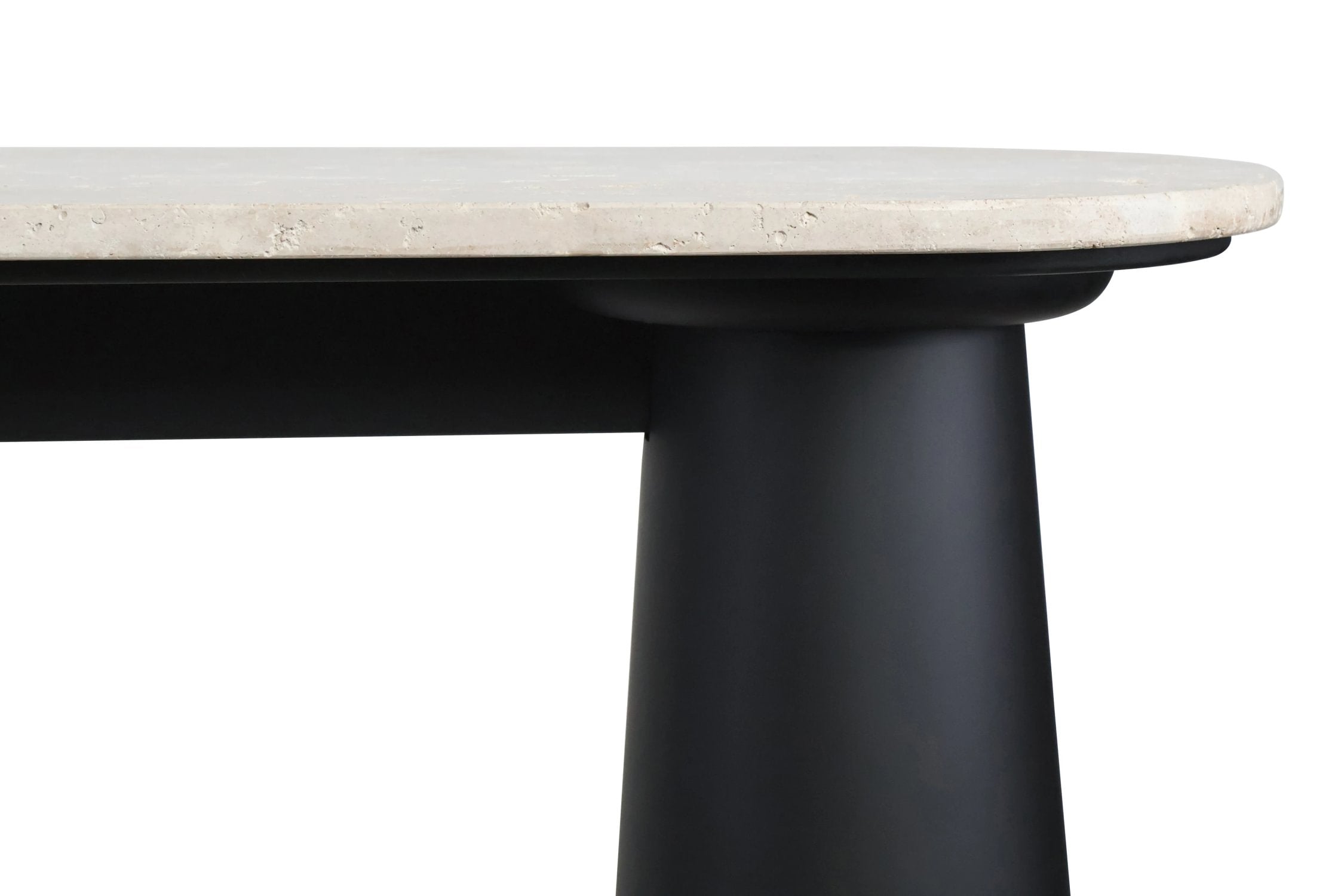 Arcade Travertine Top & Black Mango Wood Console Table