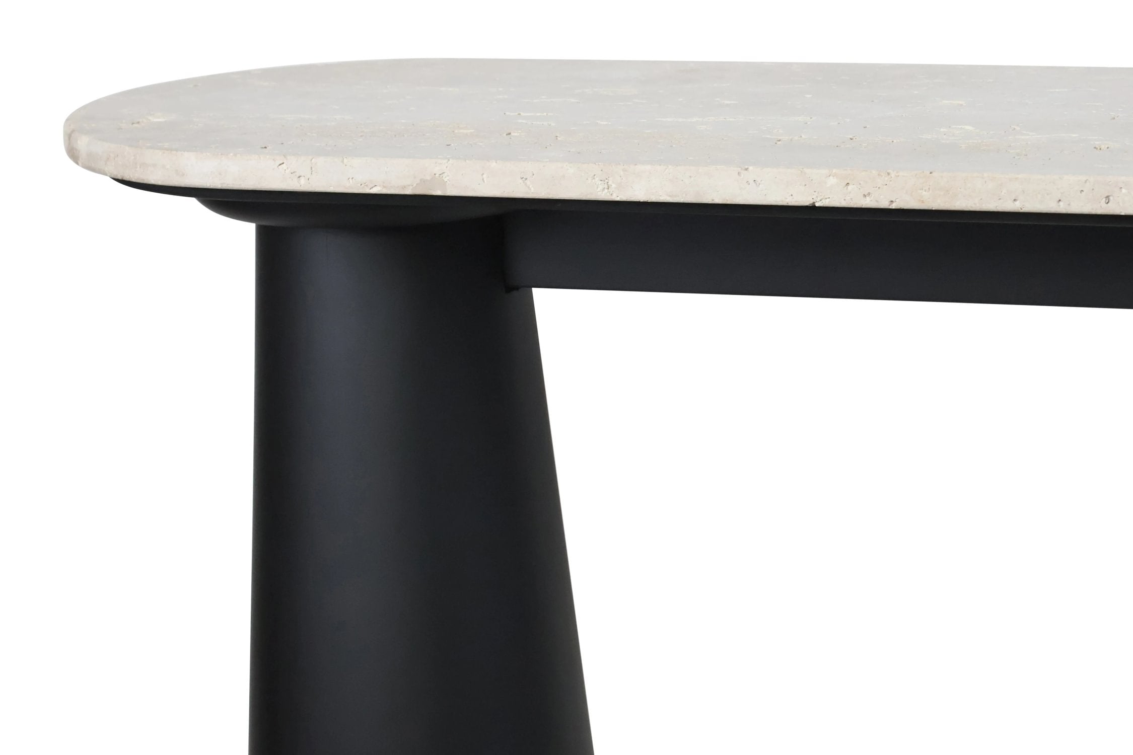 Arcade Travertine Top & Black Mango Wood Console Table