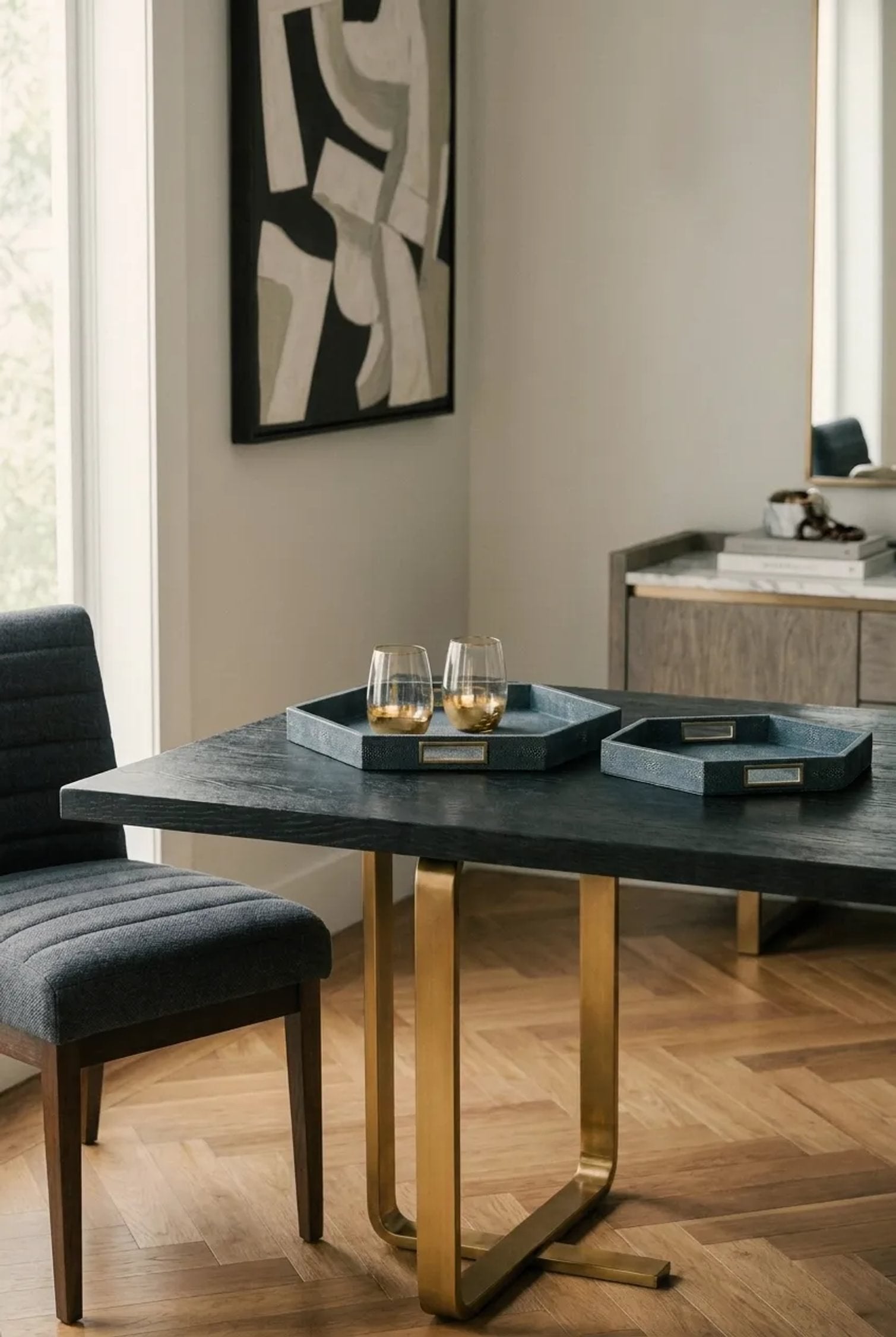 Set of 2 Belgravia Hexagonal Blue Trays