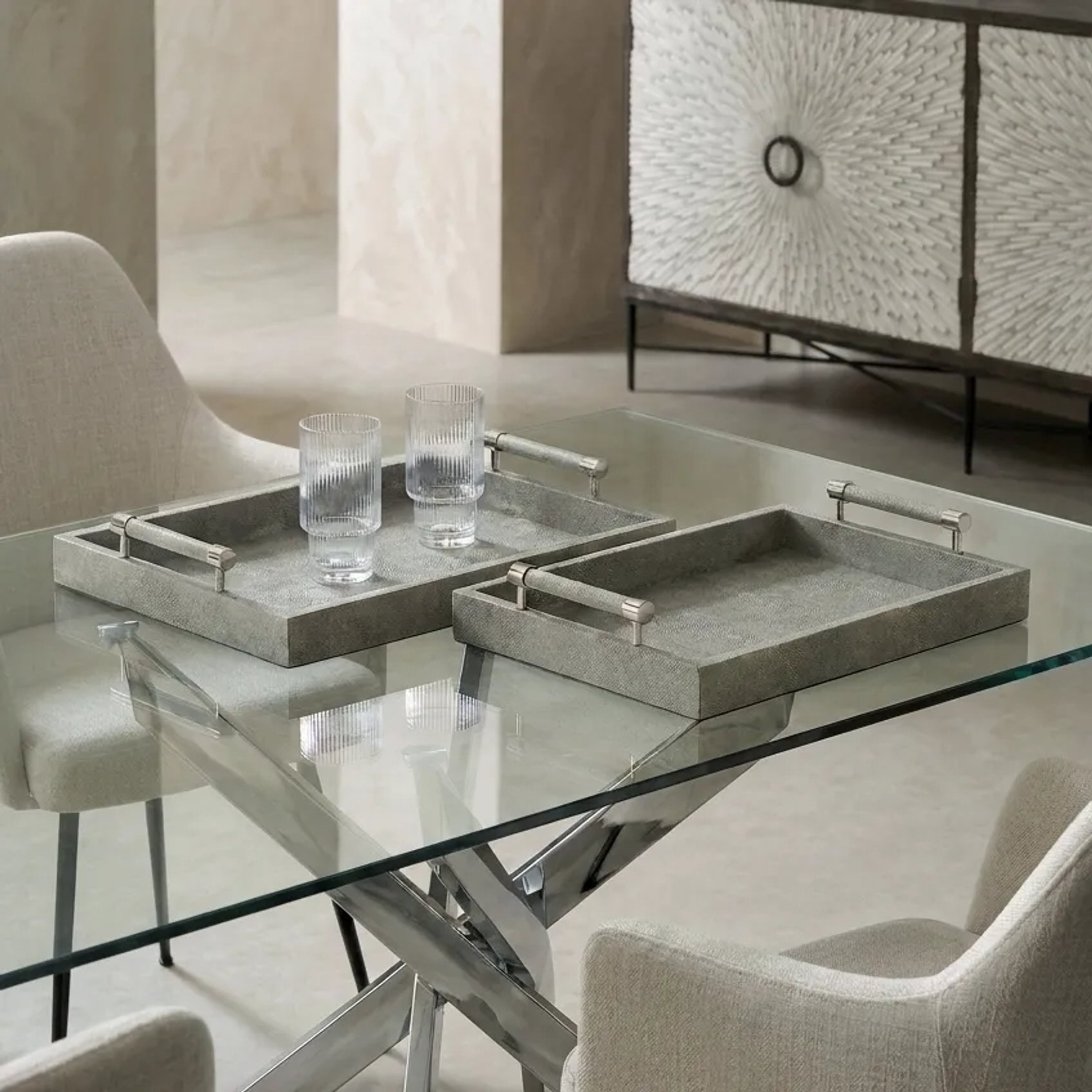 Set of 2 Belgravia Grey Trays